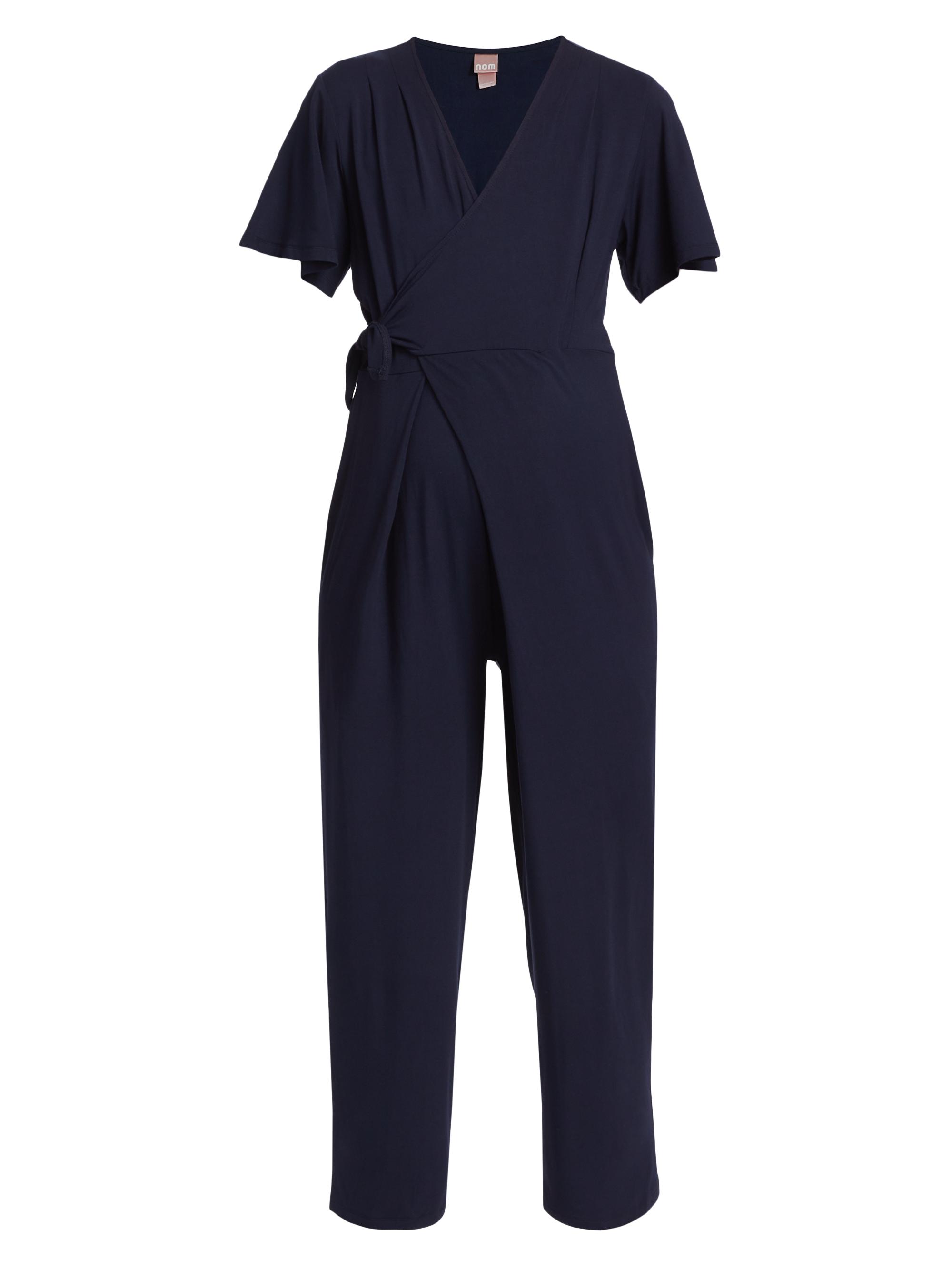 Nom Maternity Women's Lucia Flutter-Sleeve Wrap Jumpsuit - Navy