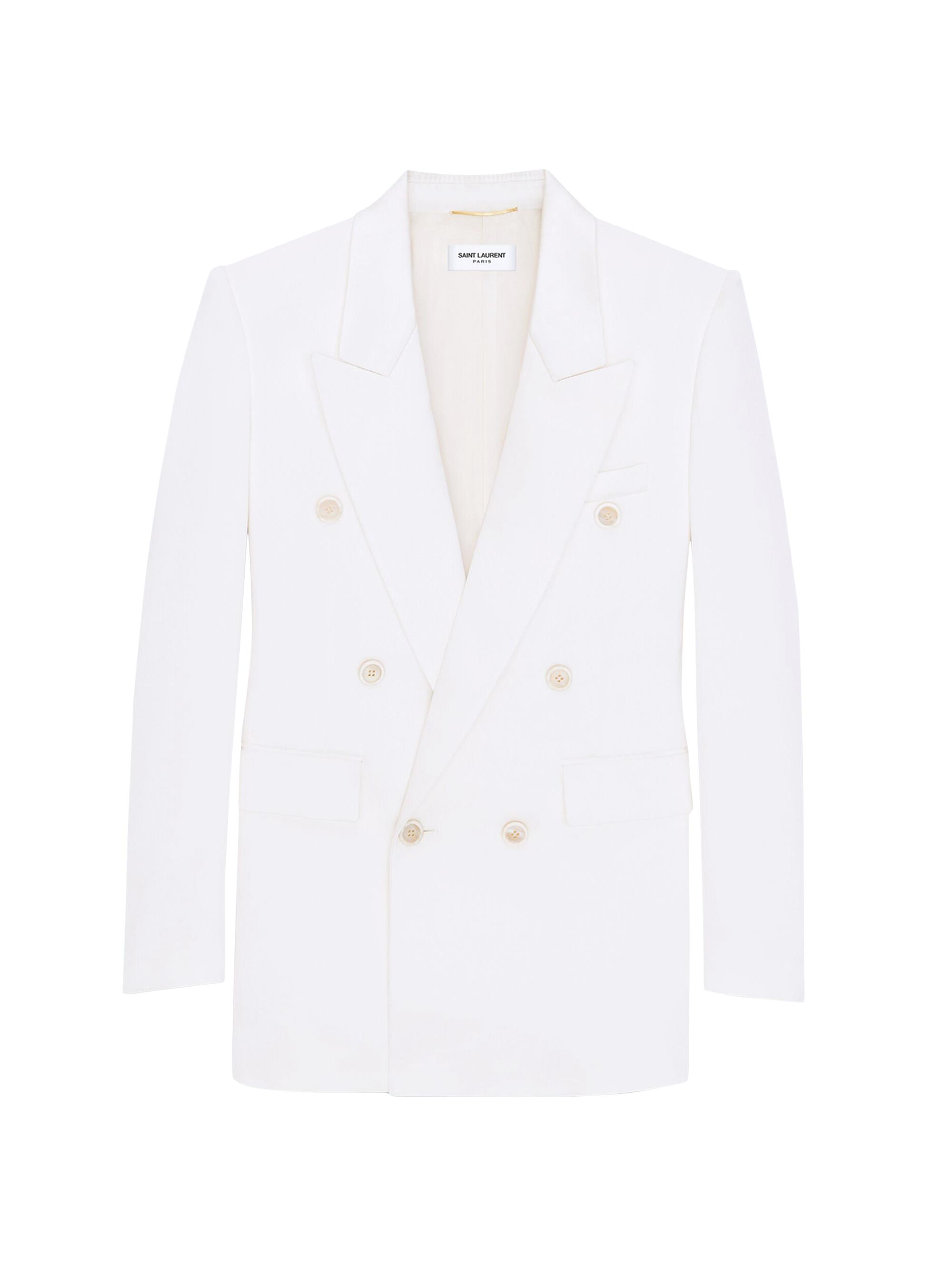 Saint Laurent Women's Double-Breasted Blazer in Silk Satin - Shell