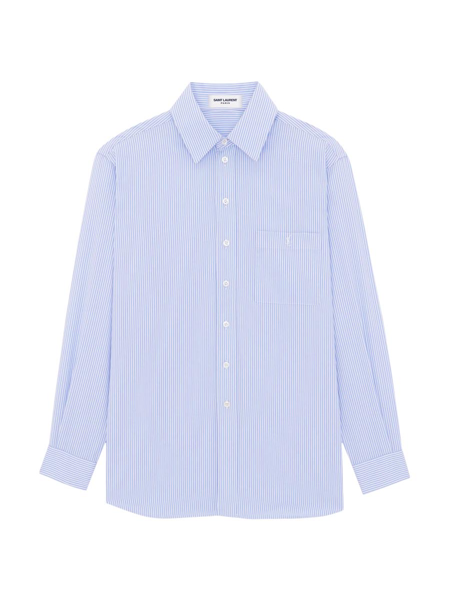Saint Laurent Monogram Shirt in Striped Cotton Poplin | Saks