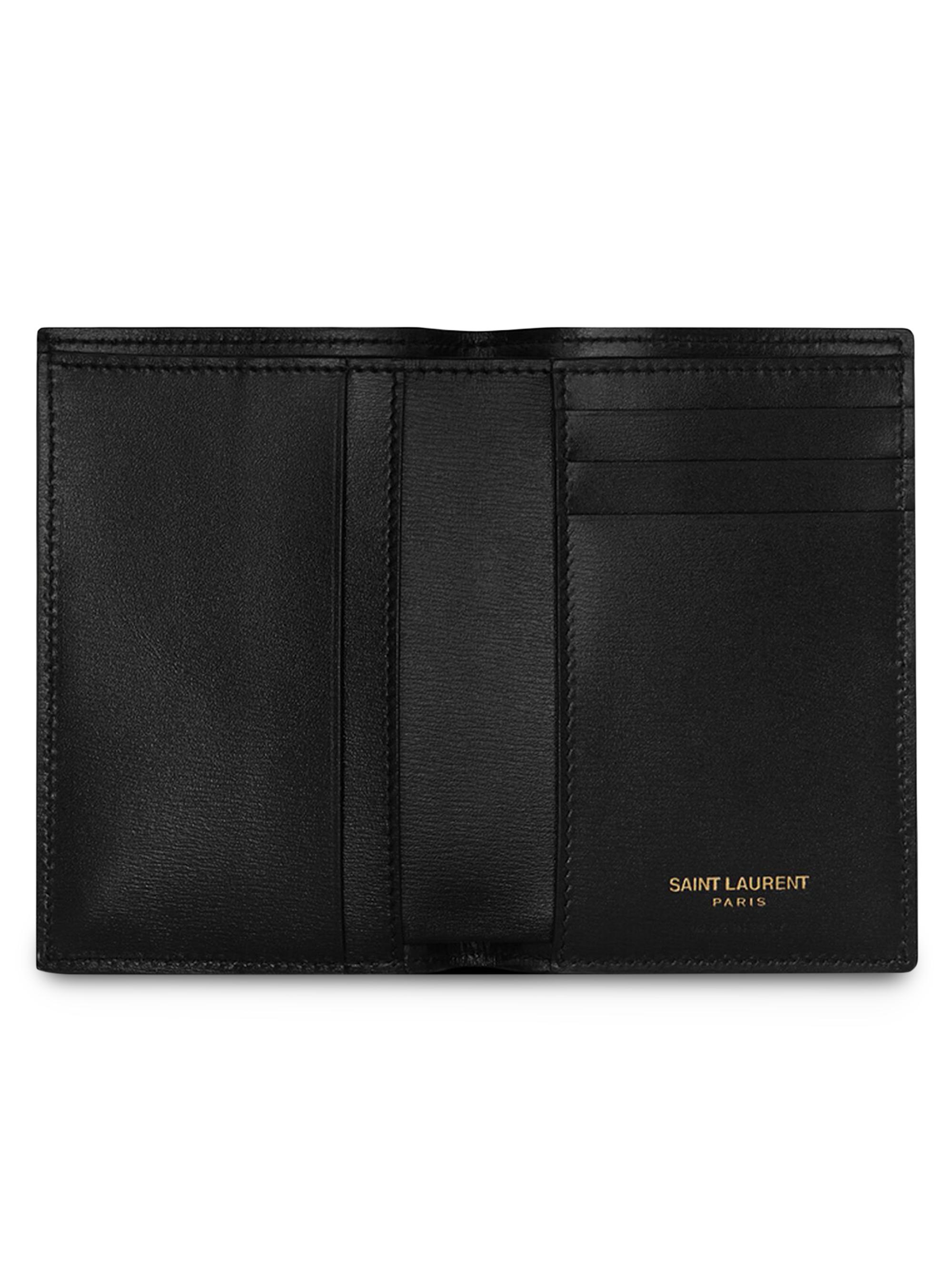 【美品】SAINT LAURENT TINY CASSANDRE LEATHER TINY CASSANDRE credit card wallet in grained leather | Saint