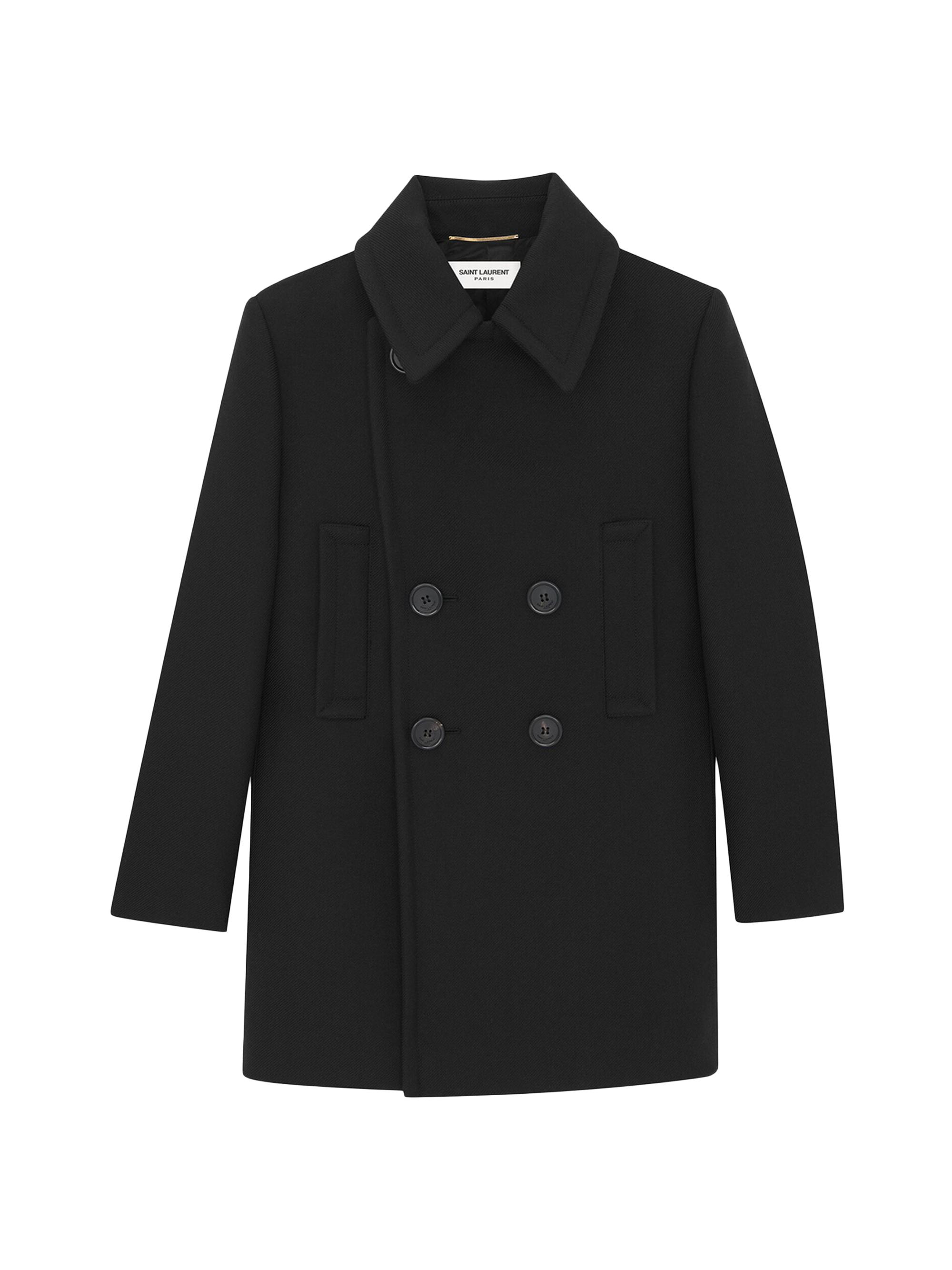 【極美 国内正規】SAINT LAURENT PARIS P Coat ブラック Saint Laurent Double-Breasted Peacoat in Wool | Saks Fifth Avenue