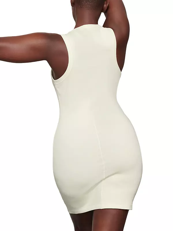 NWT SKIMS Cotton Rib Tank Dress Color: Mykonos - Depop