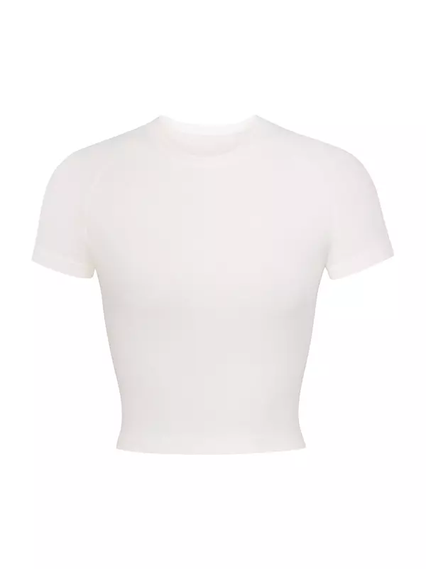 Tory Burch CROPPED LOGO - Basic T-shirt - white 