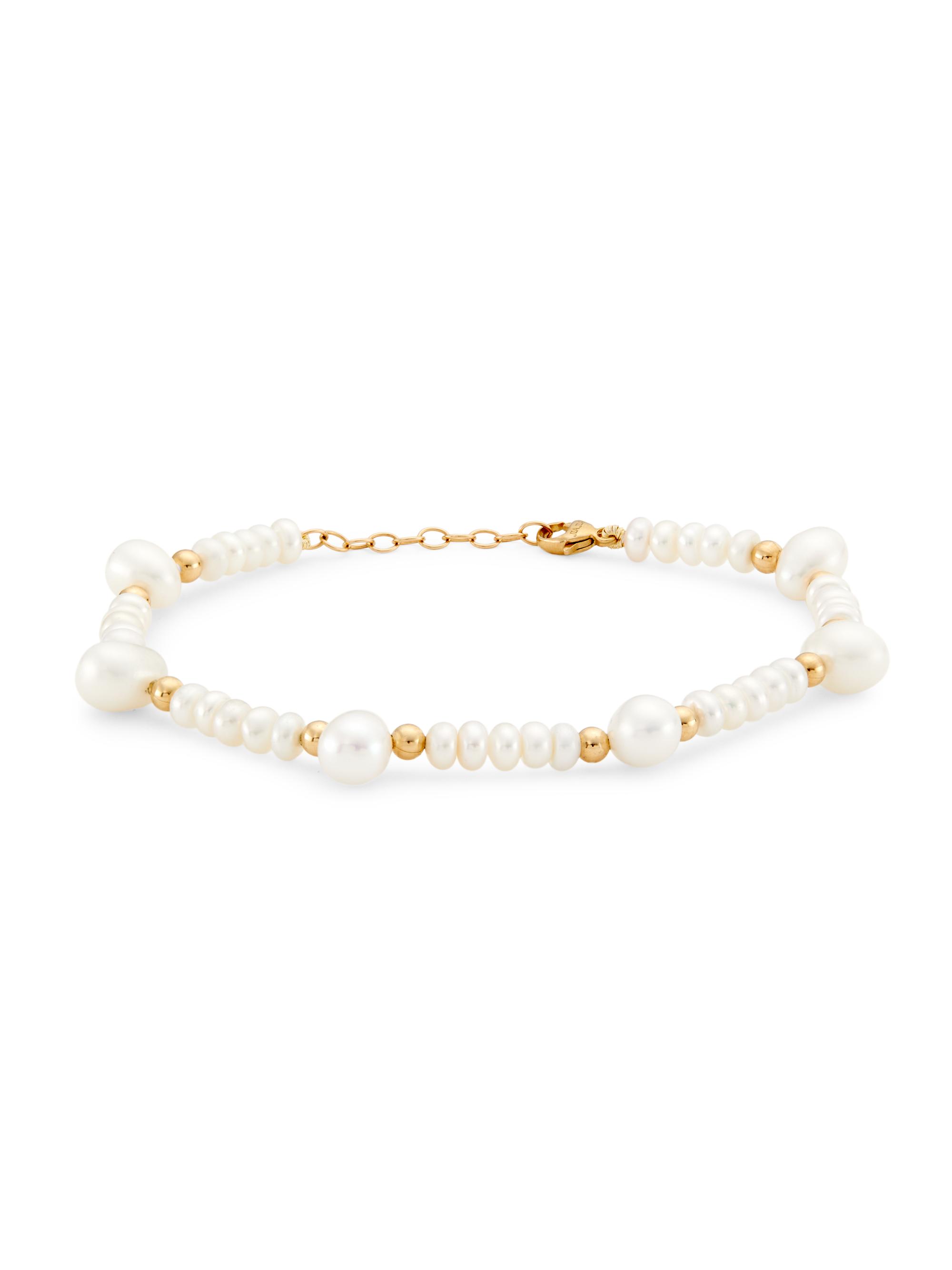 Jia Jia Women's Ocean 14K Yellow Gold, Freshwater Pearl & Bead Bracelet - White