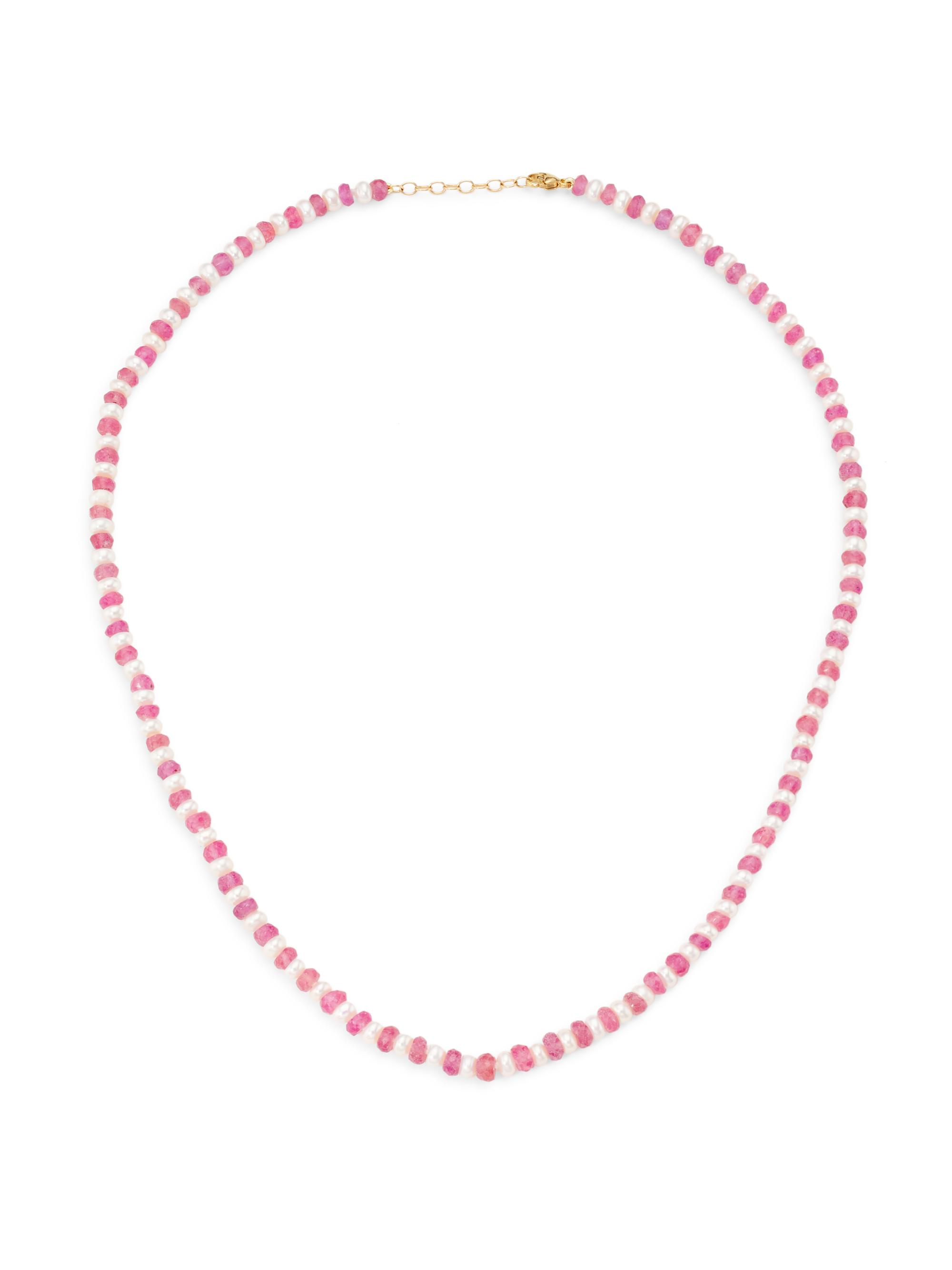 Jia Jia Women's Ocean 14K Yellow Gold, Pink Sapphire & Pearl Necklace - Pink