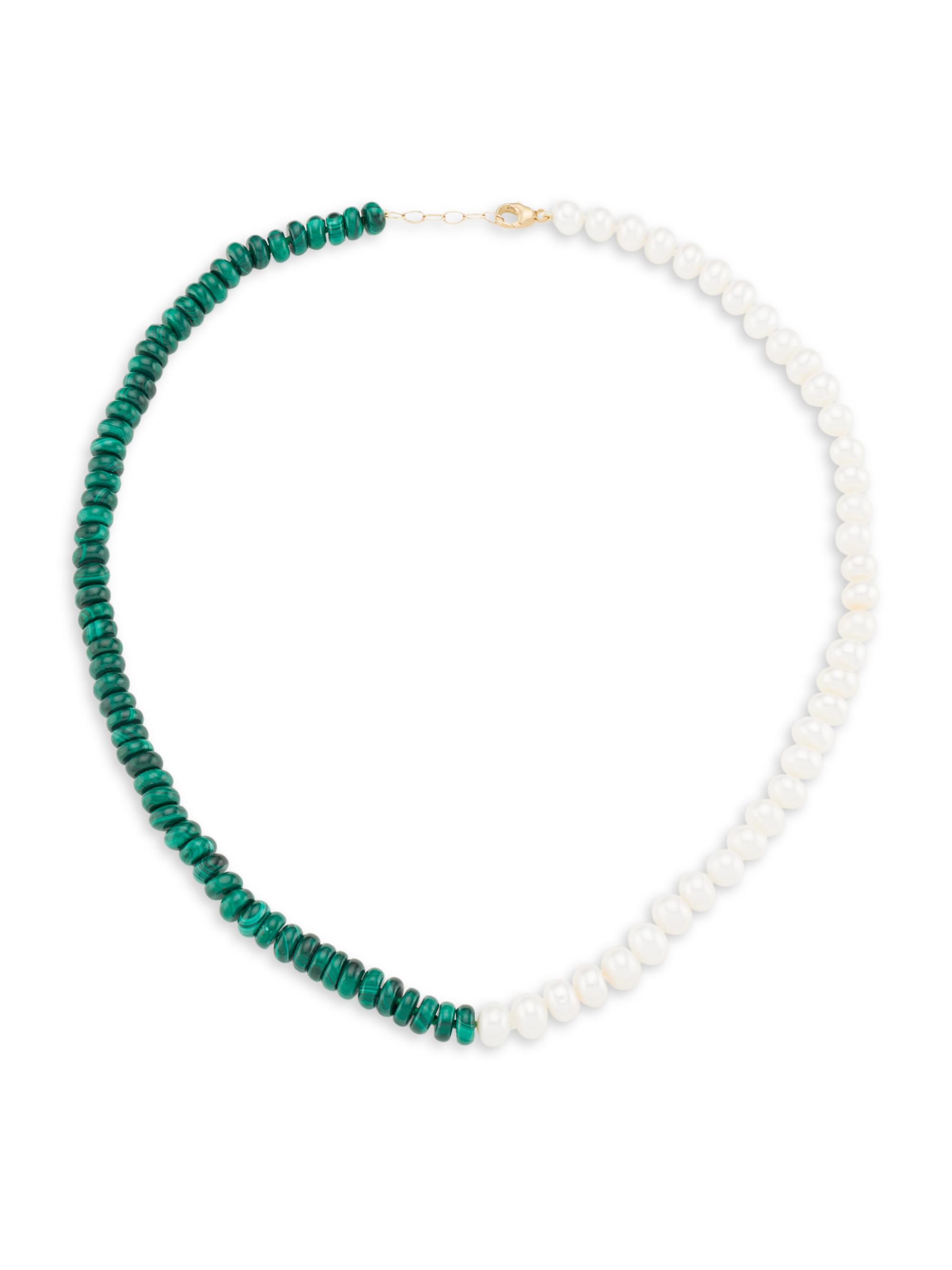 Jia Jia Women's Ocean Union 14K Yellow Gold, Pearls & Malachite Necklace - Green White