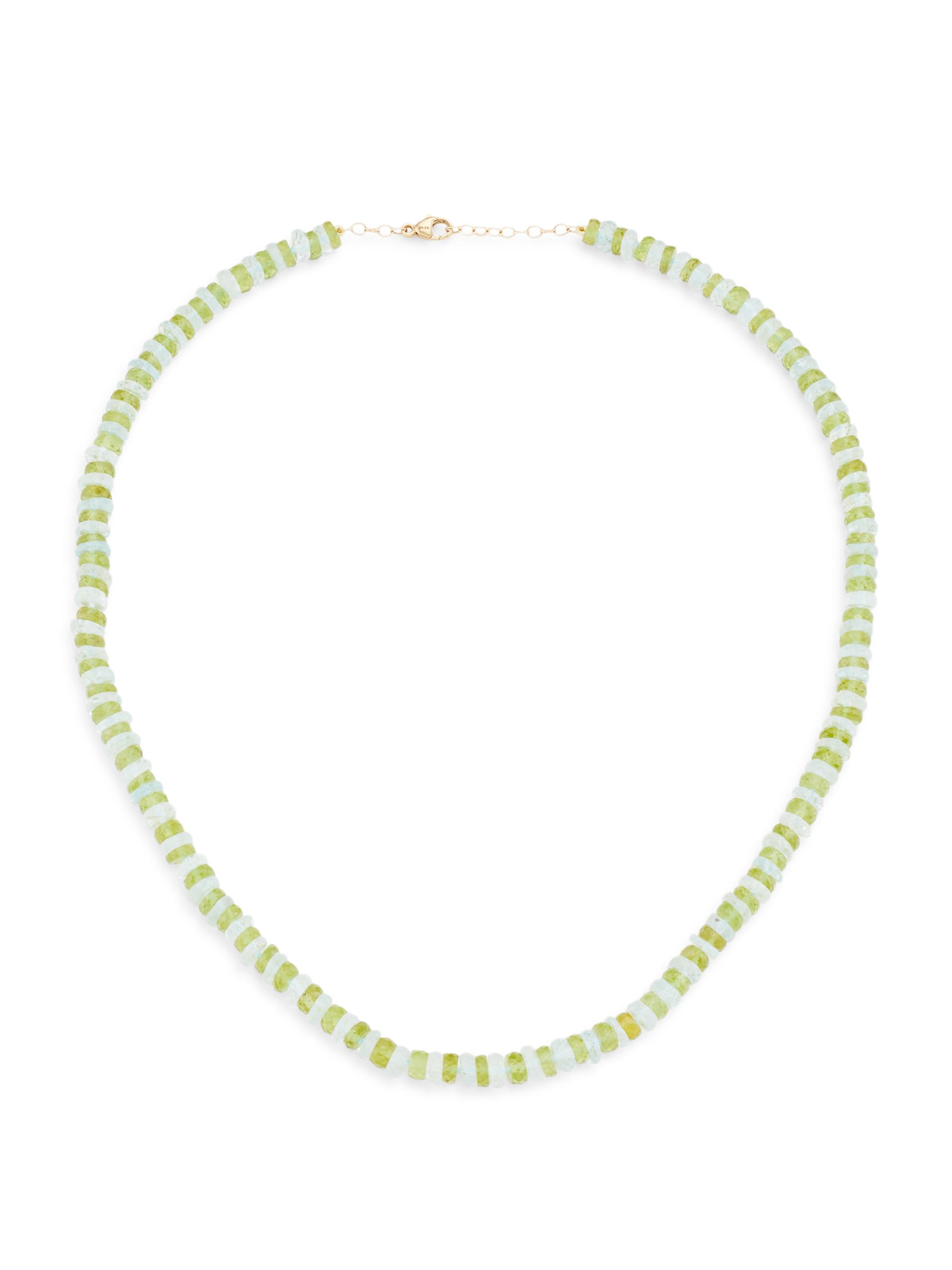 Jia Jia Women's Atlas 14K Yellow Gold, Aquamarine & Peridot Necklace - Watermelon