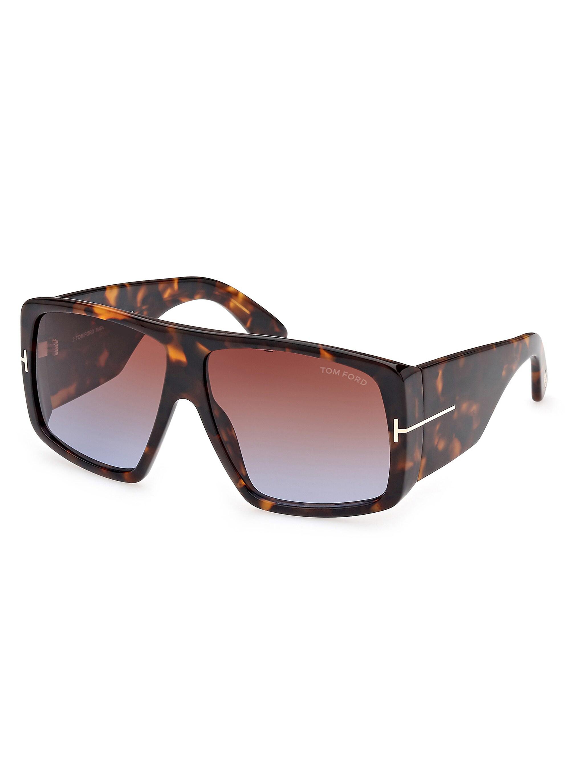 TOM FORD Men's Raven 60MM Square Sunglasses - Dark Havana Brown