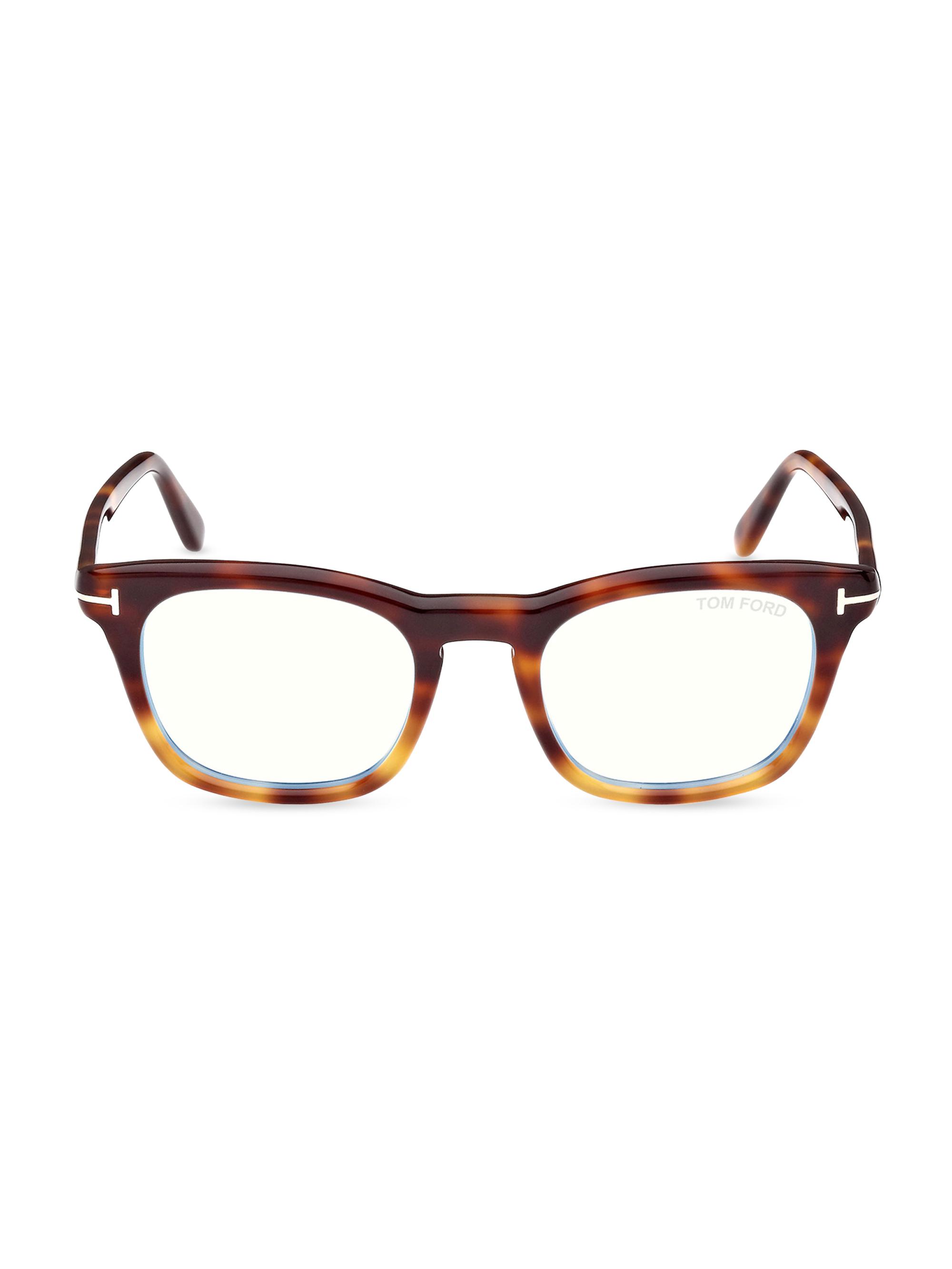 TOM FORD Men's 50MM Tortoiseshell Acetate Eyeglasses - Shiny Black