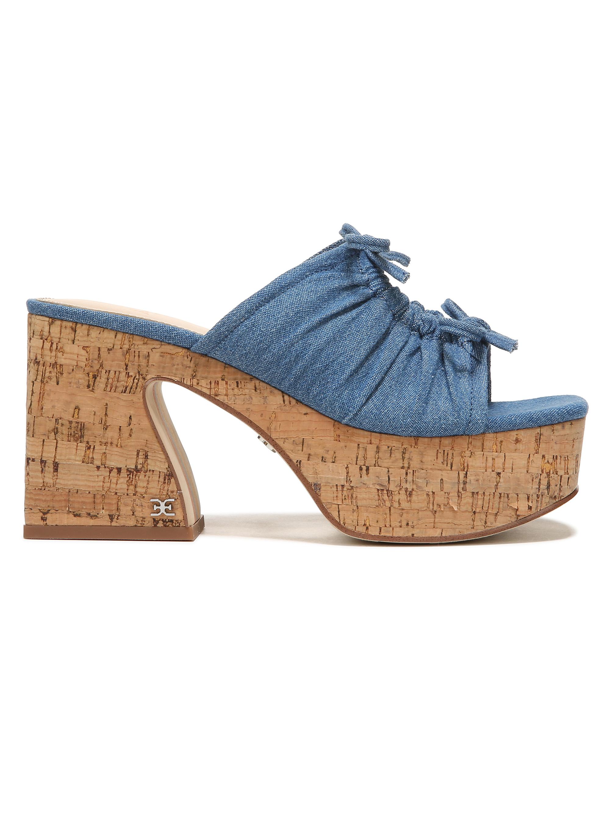 Sam Edelman Women's Dova 95MM Ruched Platform Mules - Washed Indigo