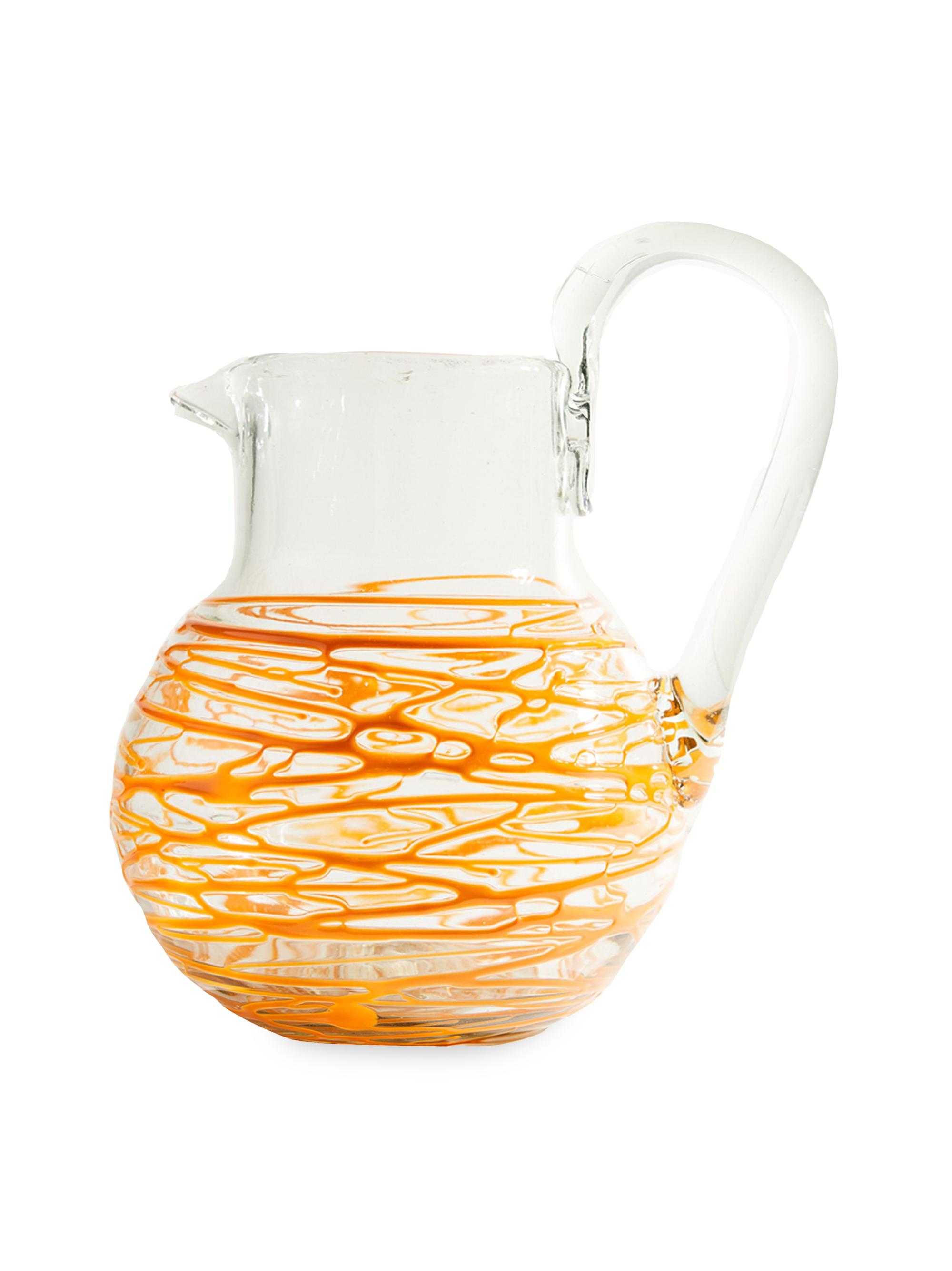 Verve Culture Handblown Swirl Glass Pitcher - Orange