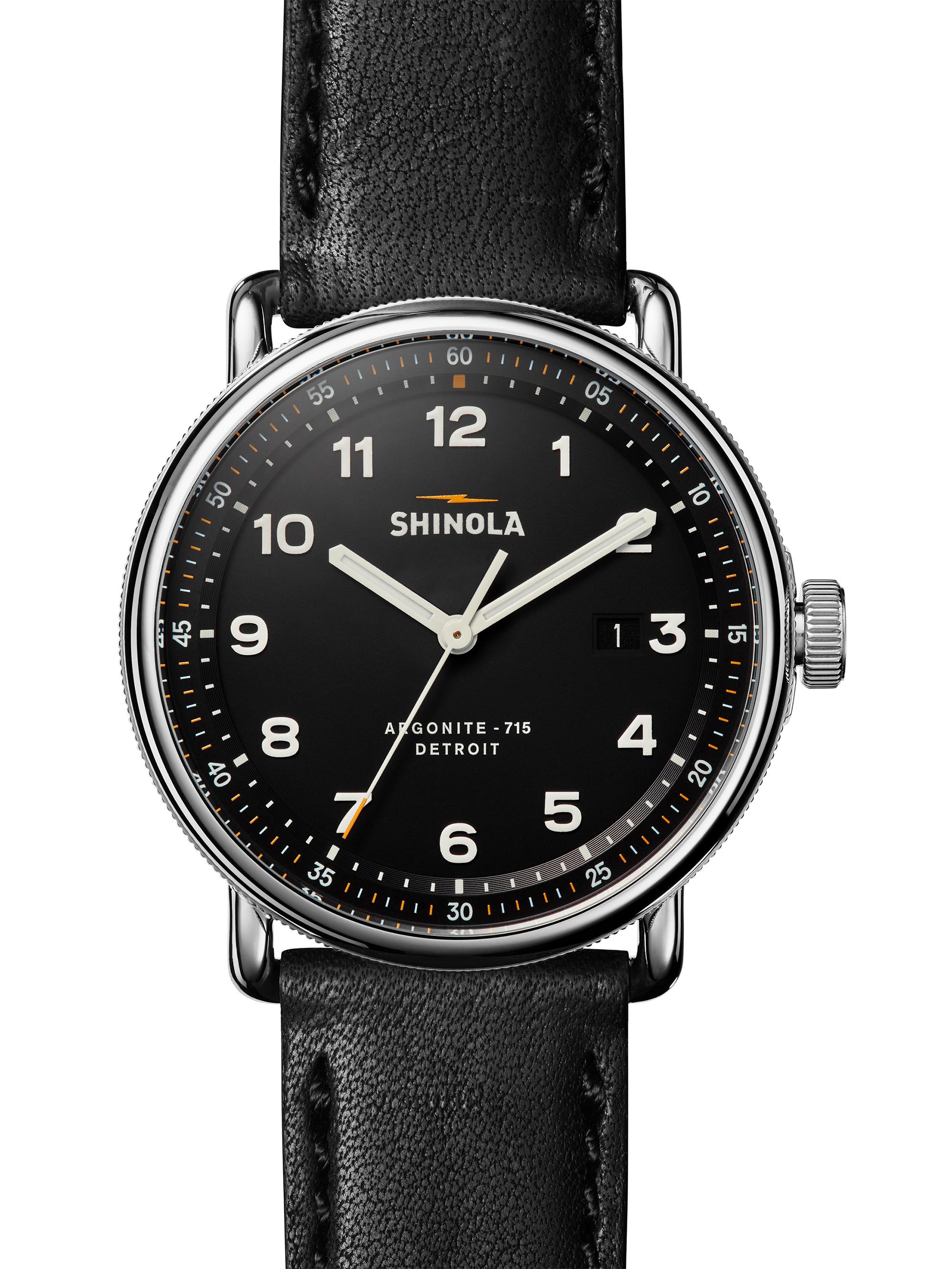 Shinola Men's Canfield 43MM Leather Strap Watch - Black