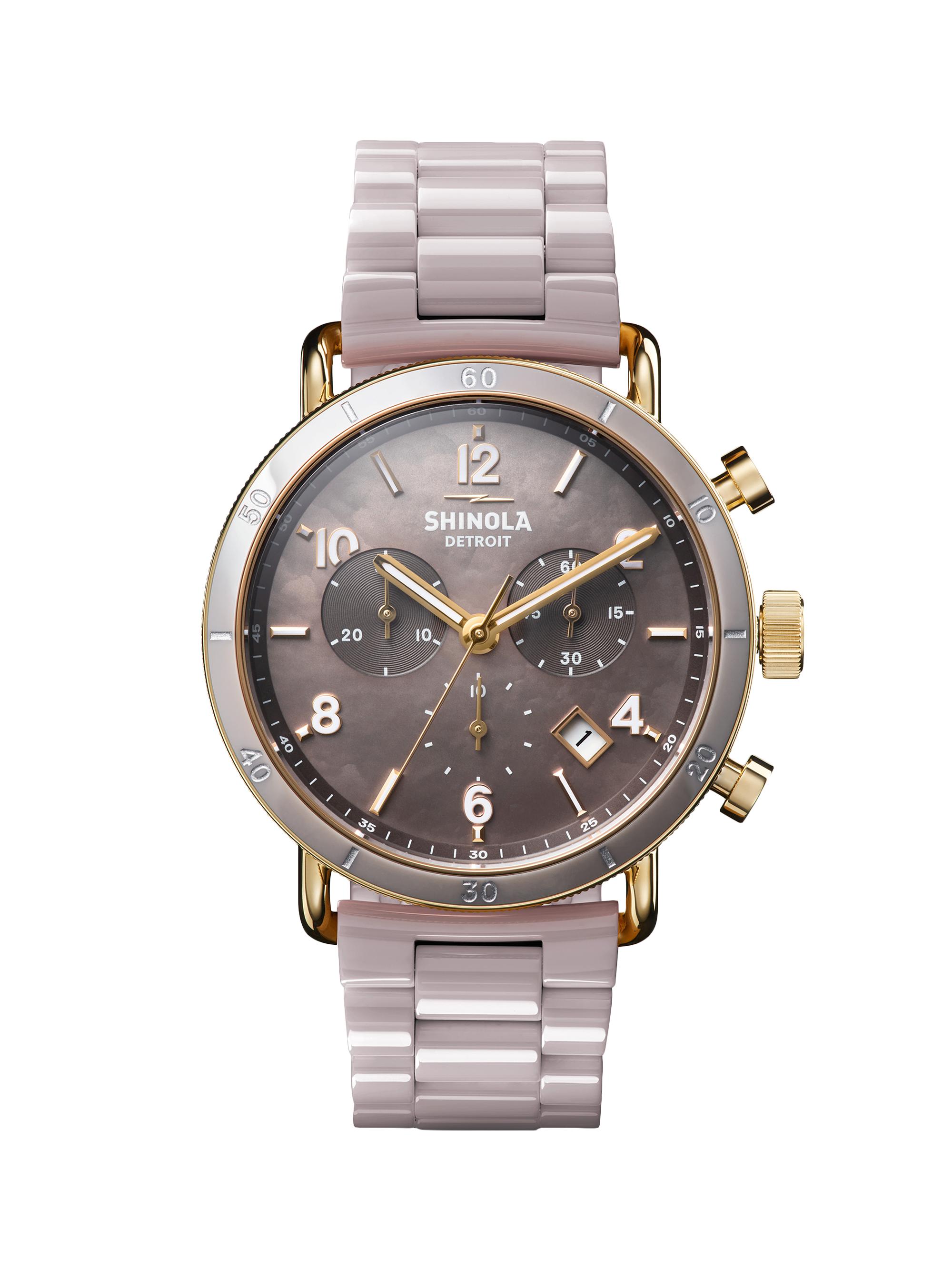 Shinola Women's Canfield PVD Gold & Brass Chronograph Watch - Mauve