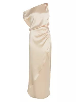 Nonchalant Label Women's Dinah One-Shoulder Satin Gown - Blush