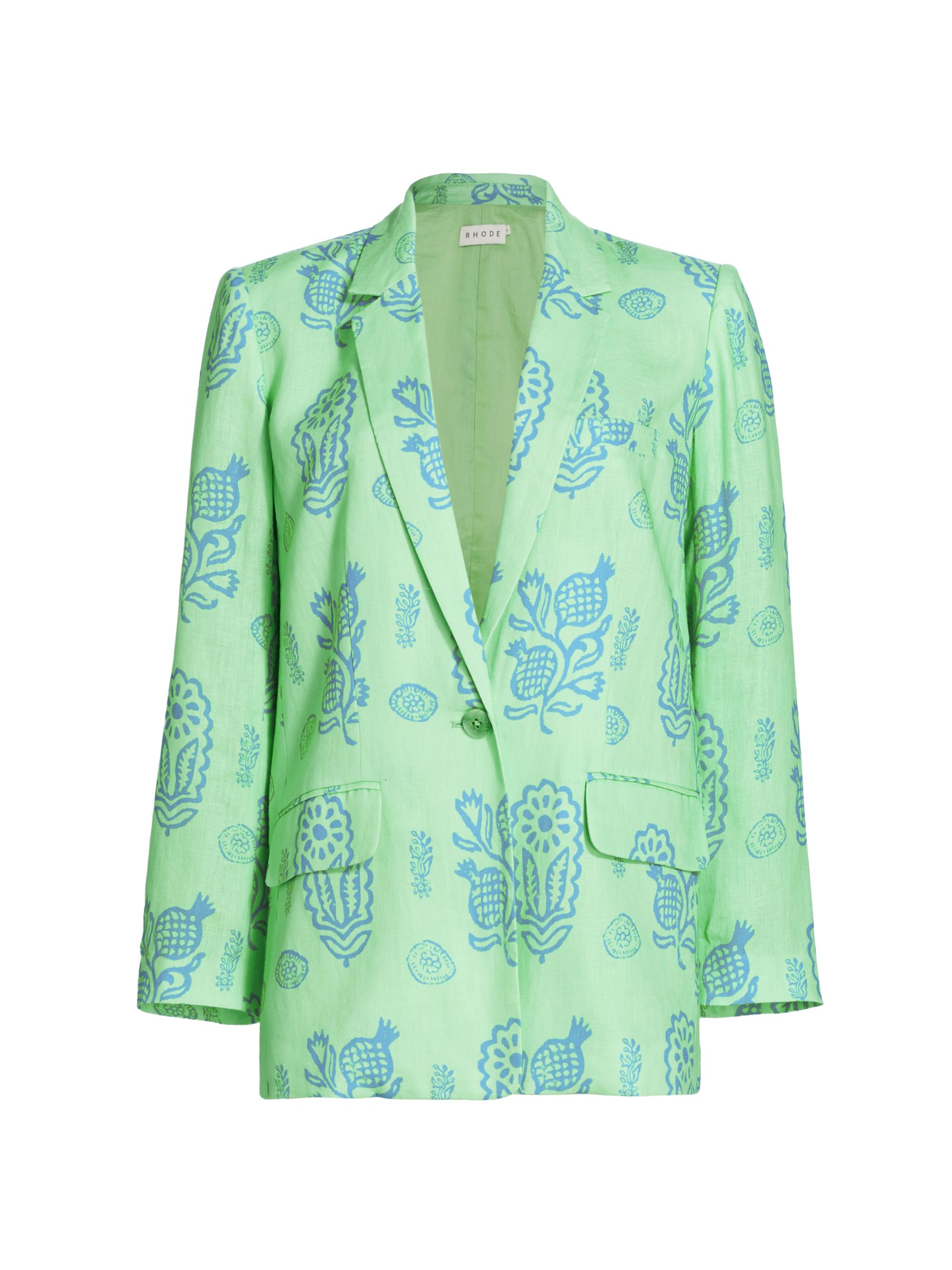 Rhode Women's Winnefred Linen Floral Blazer - Clover Block