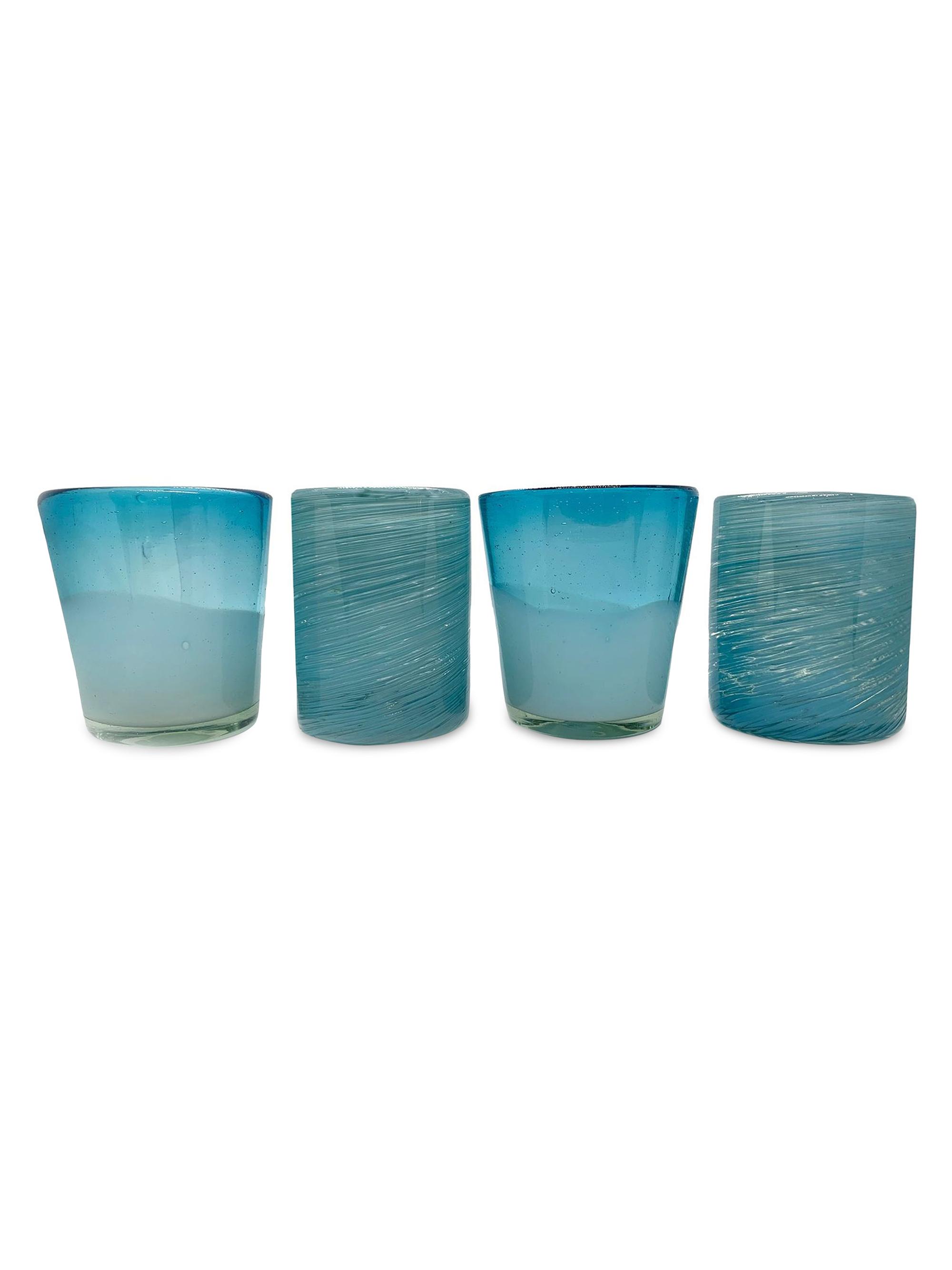 Verve Culture Set of 4 Aqua Handblown Glasses - Aqua