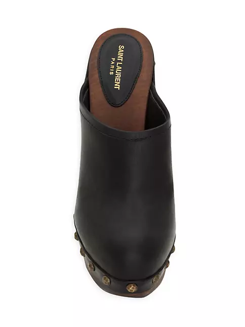 Chanel Black Leather Wooden Clogs Size 39 Chanel | The Luxury Closet