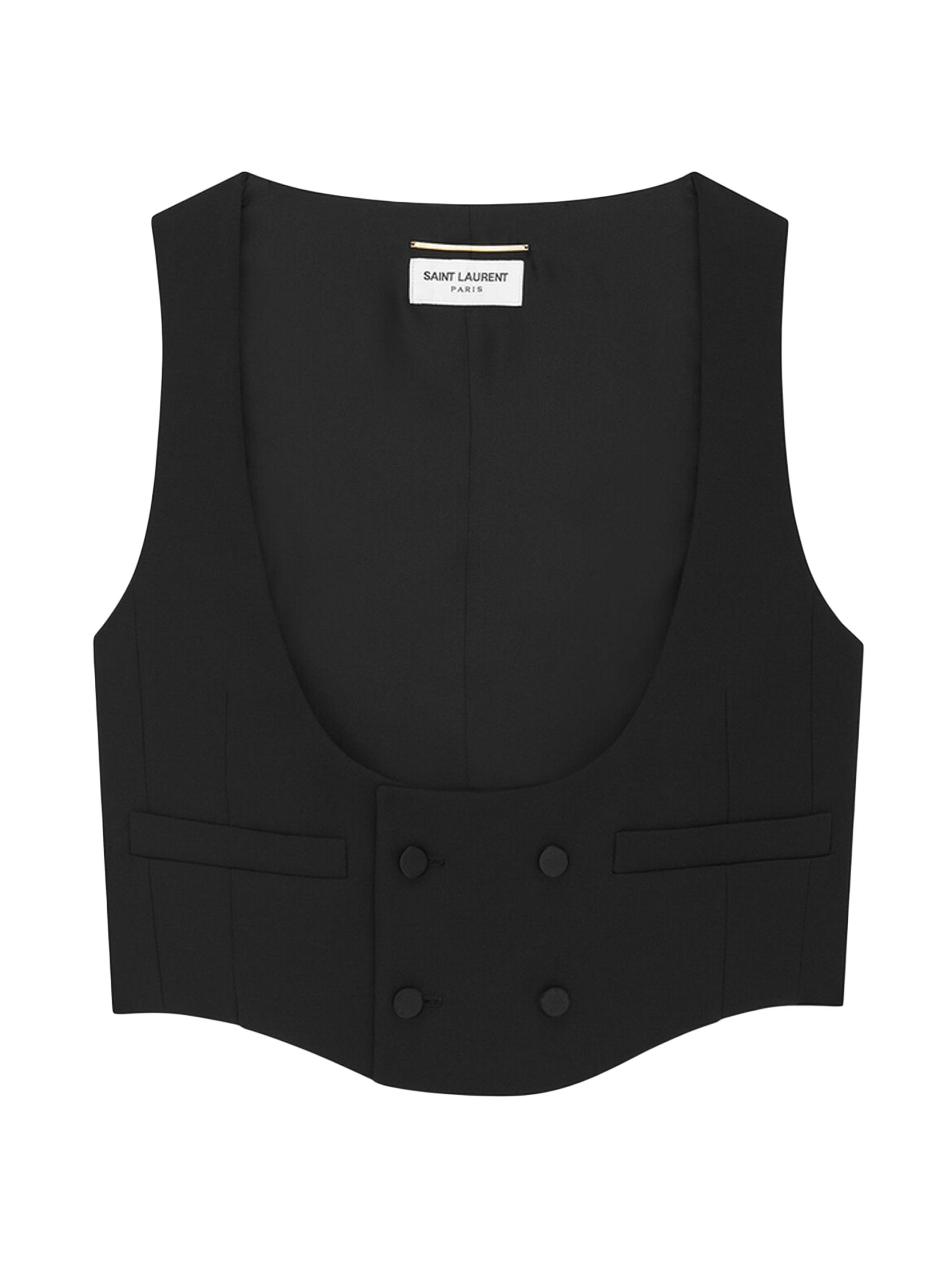 Saint Laurent Tuxedo Vest in Grain De Poudre Saks Fifth Avenue