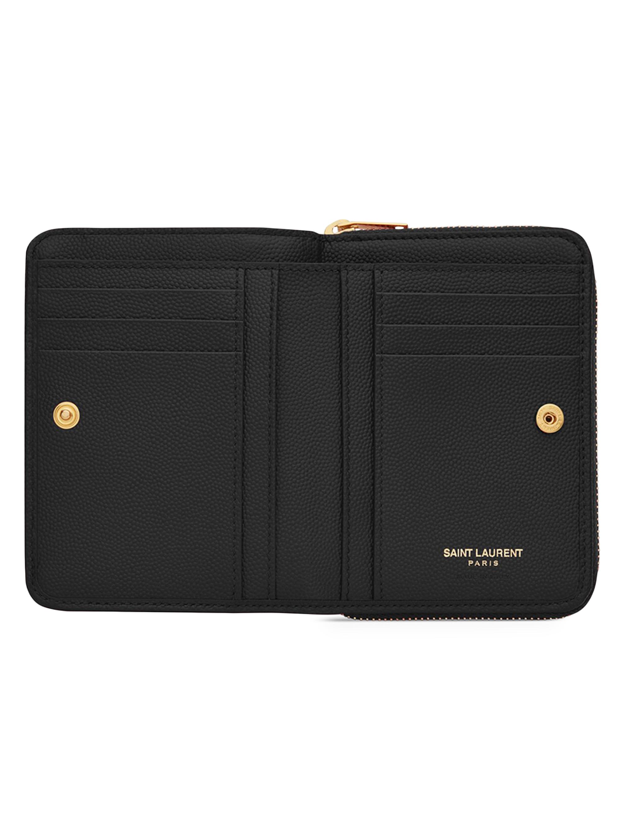 Saint Laurent Cassandre Matelassé Compact Zip Around Wallet in