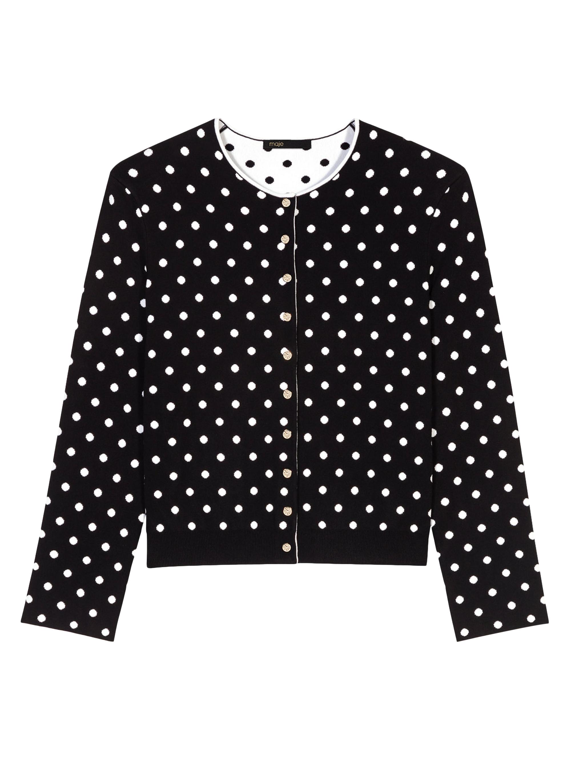 Maje Women's Fancy Knit Cardigan - Black White