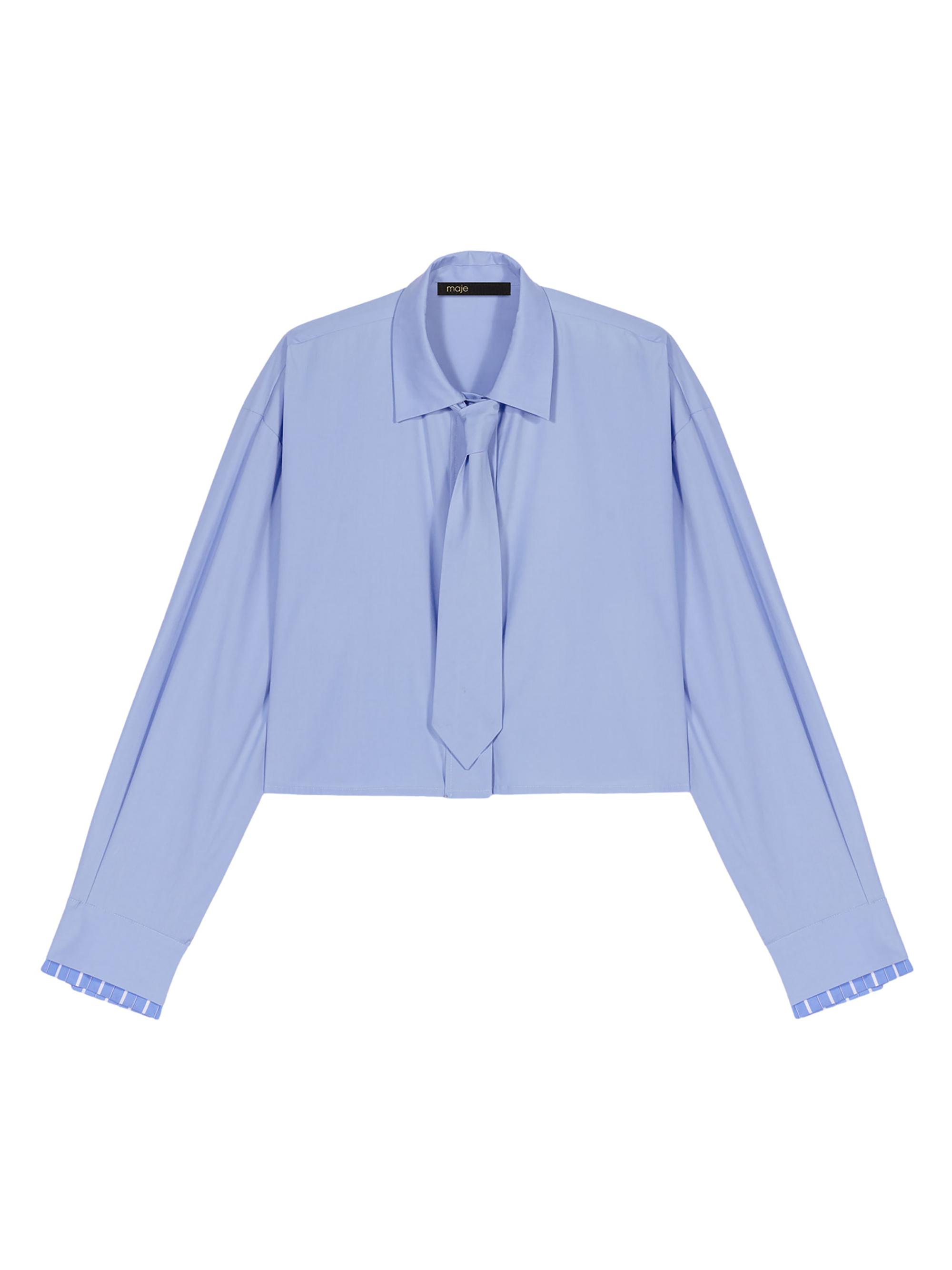 Maje Women's Shirt with Removable Tie - Blue
