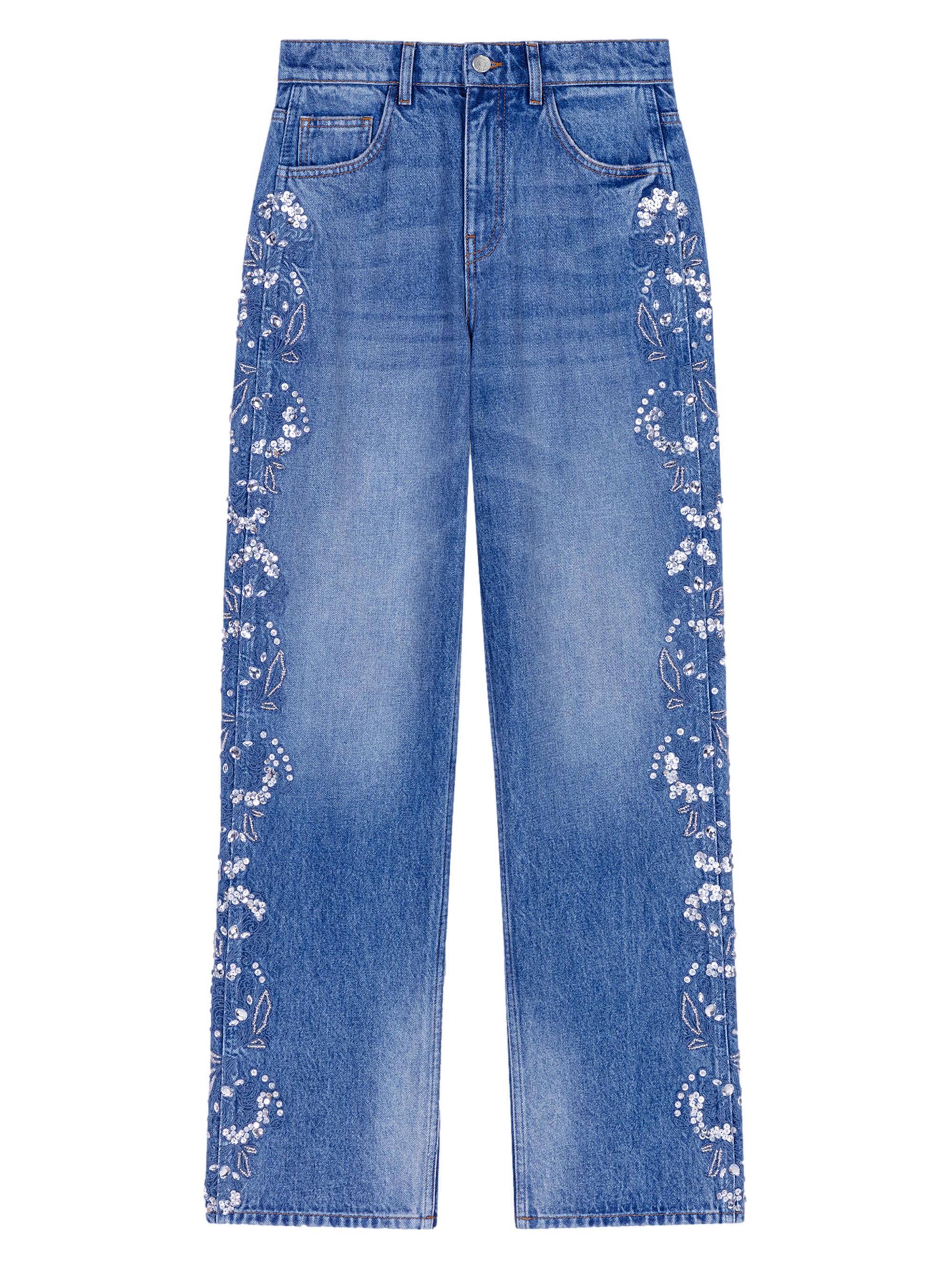 Maje Women's Embroidered Jeans - Blue
