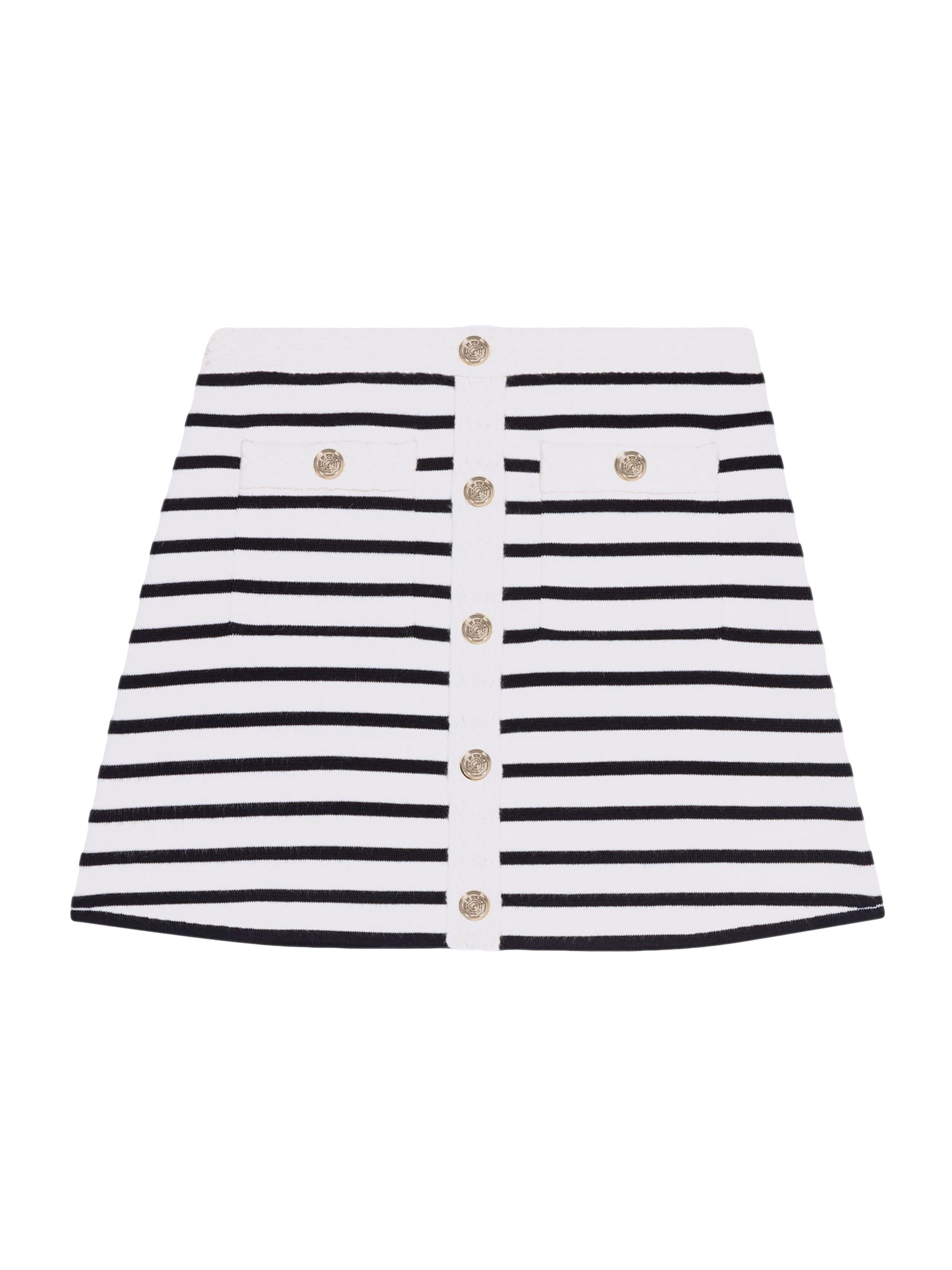 Maje Women's Short Striped Knit Skirt - Navy Ecru