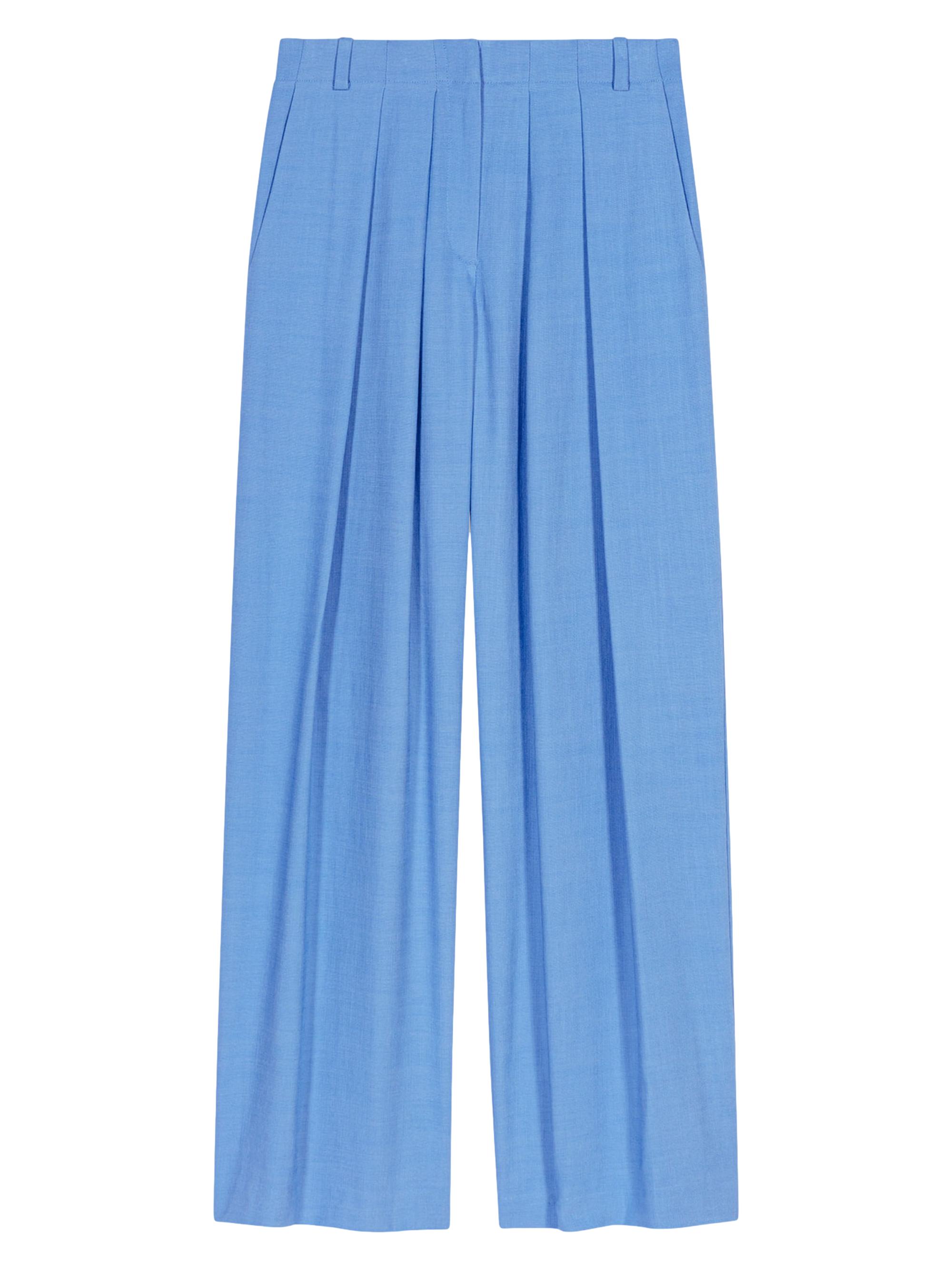 Maje Women's Wide-Leg Suit Trousers with Pleats - Blue