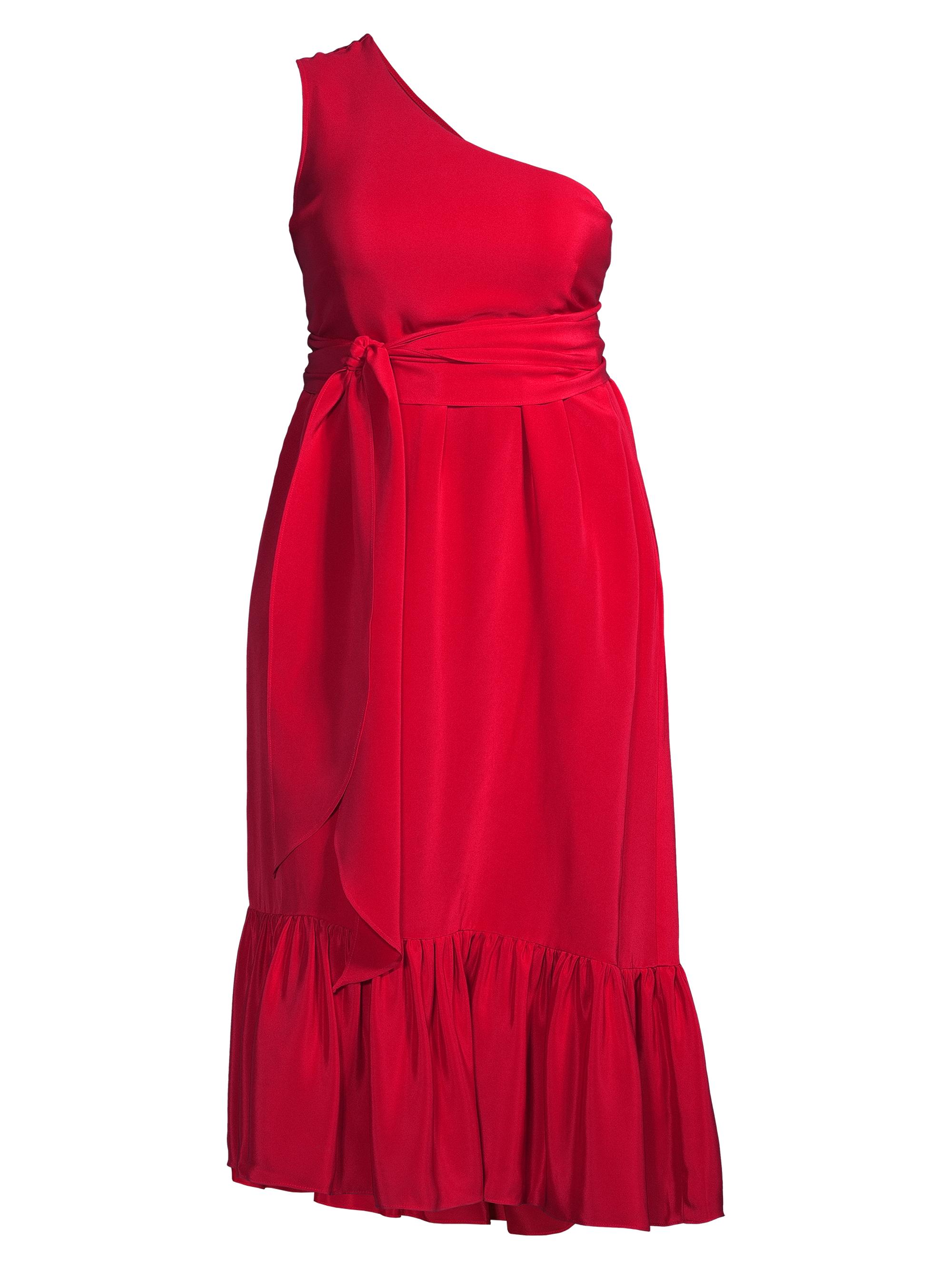 Gabriella Rossetti Women's Fiorella Belted One-Shoulder Midi-Dress - Red