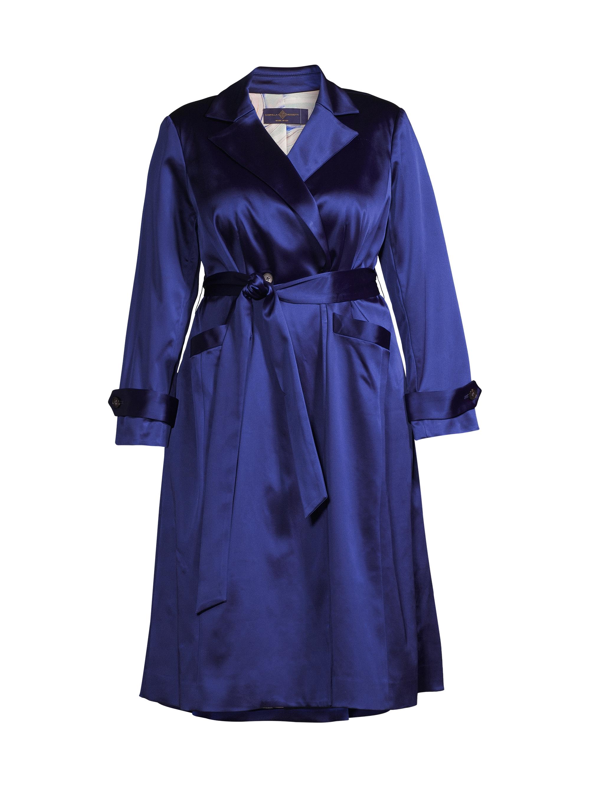 Gabriella Rossetti Women's Caterina Belted Stretch Satin Coat - Royal Blue
