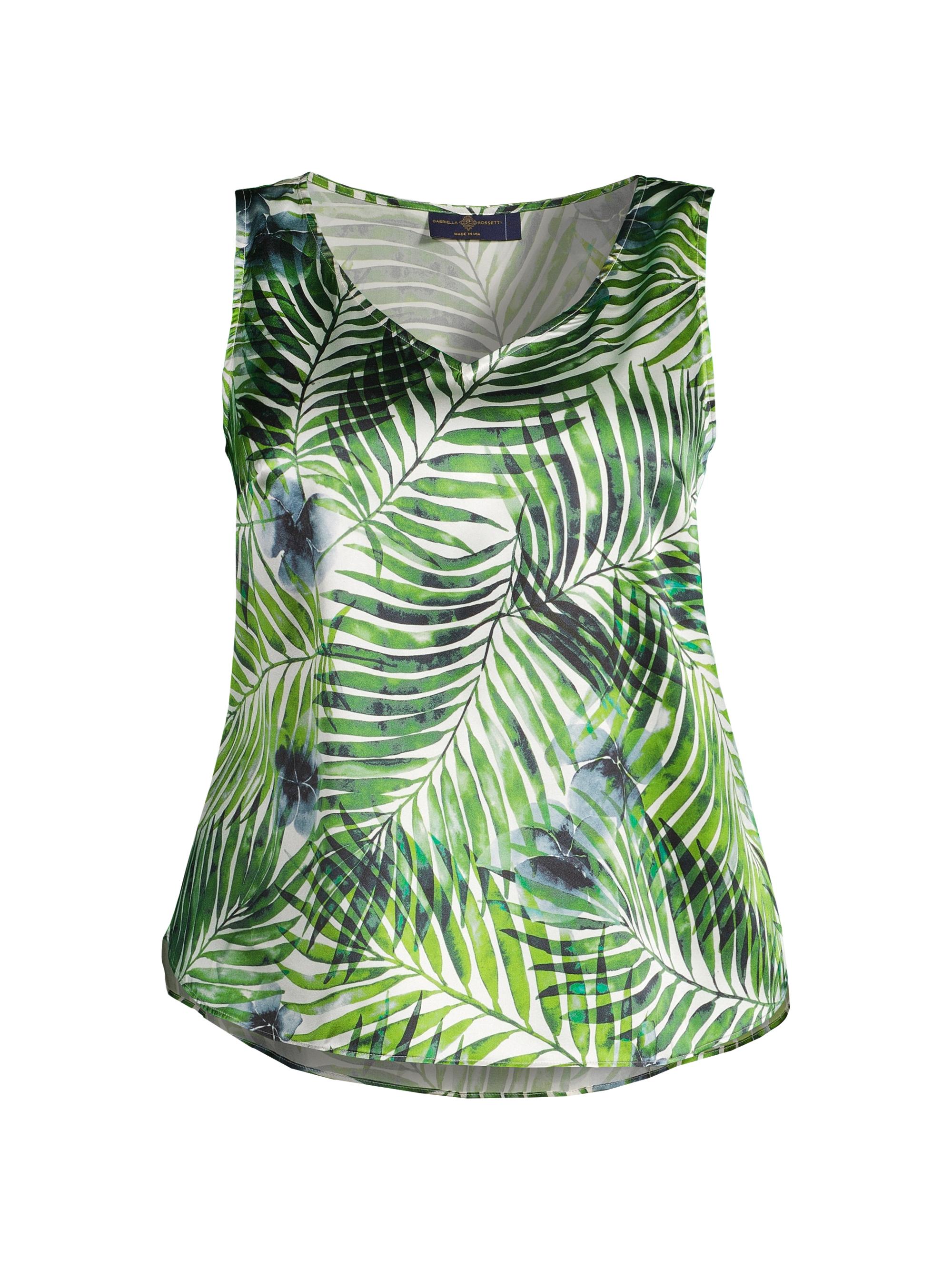 Gabriella Rossetti Women's Gian Tropical-Print Silk Top - Green Print