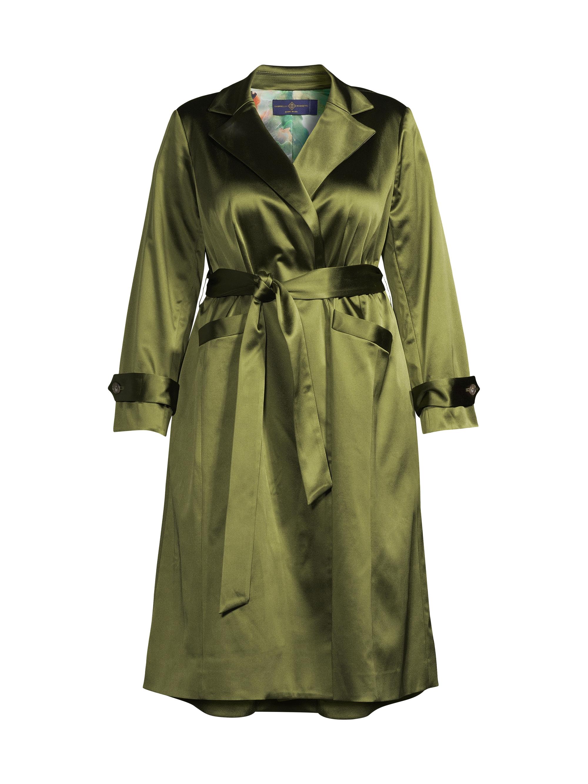 Gabriella Rossetti Women's Caterina Belted Stretch Satin Coat - Leaf Green