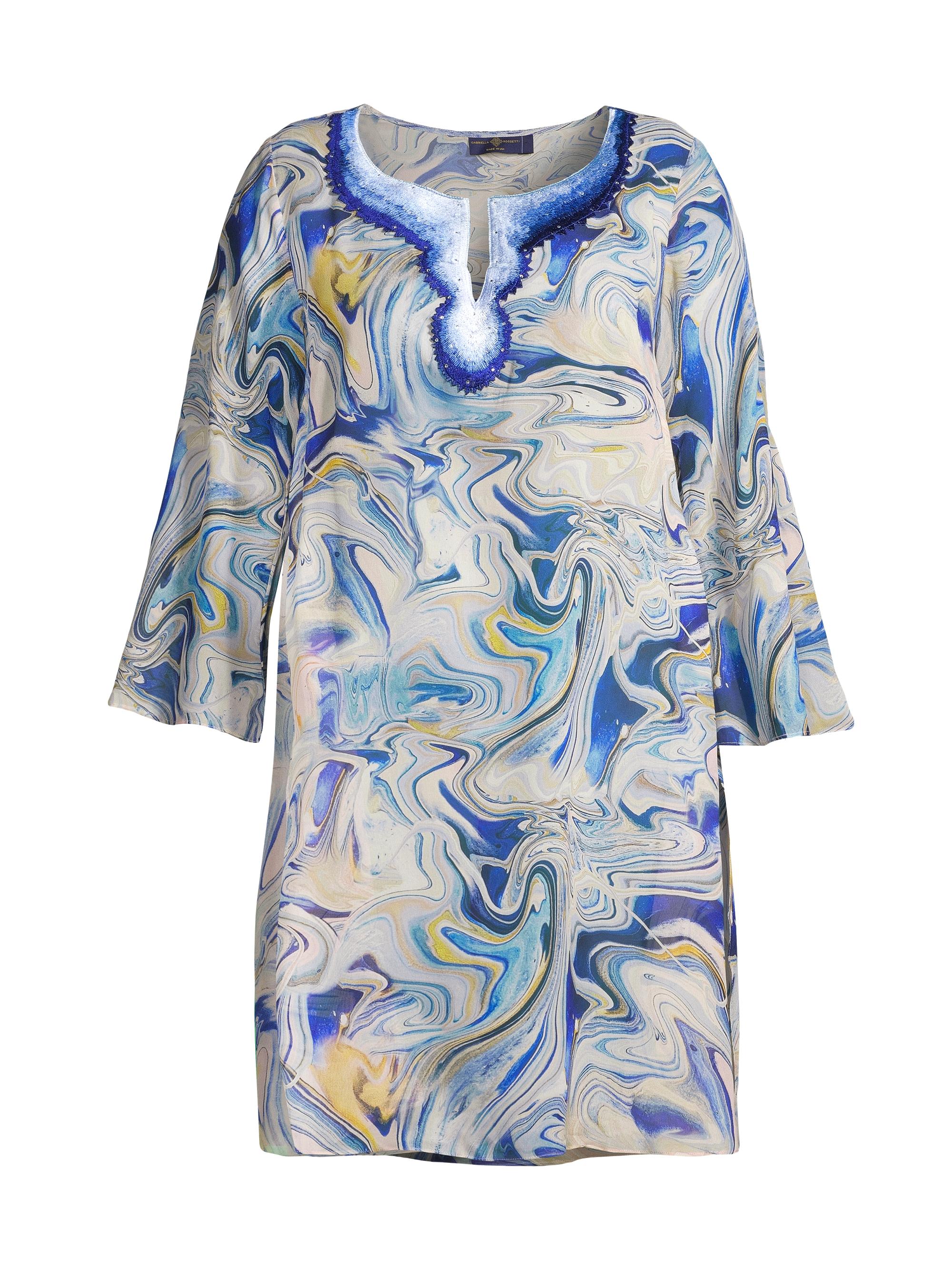 Gabriella Rossetti Women's Valentina Marbled Silk Tunic - Blue Marble