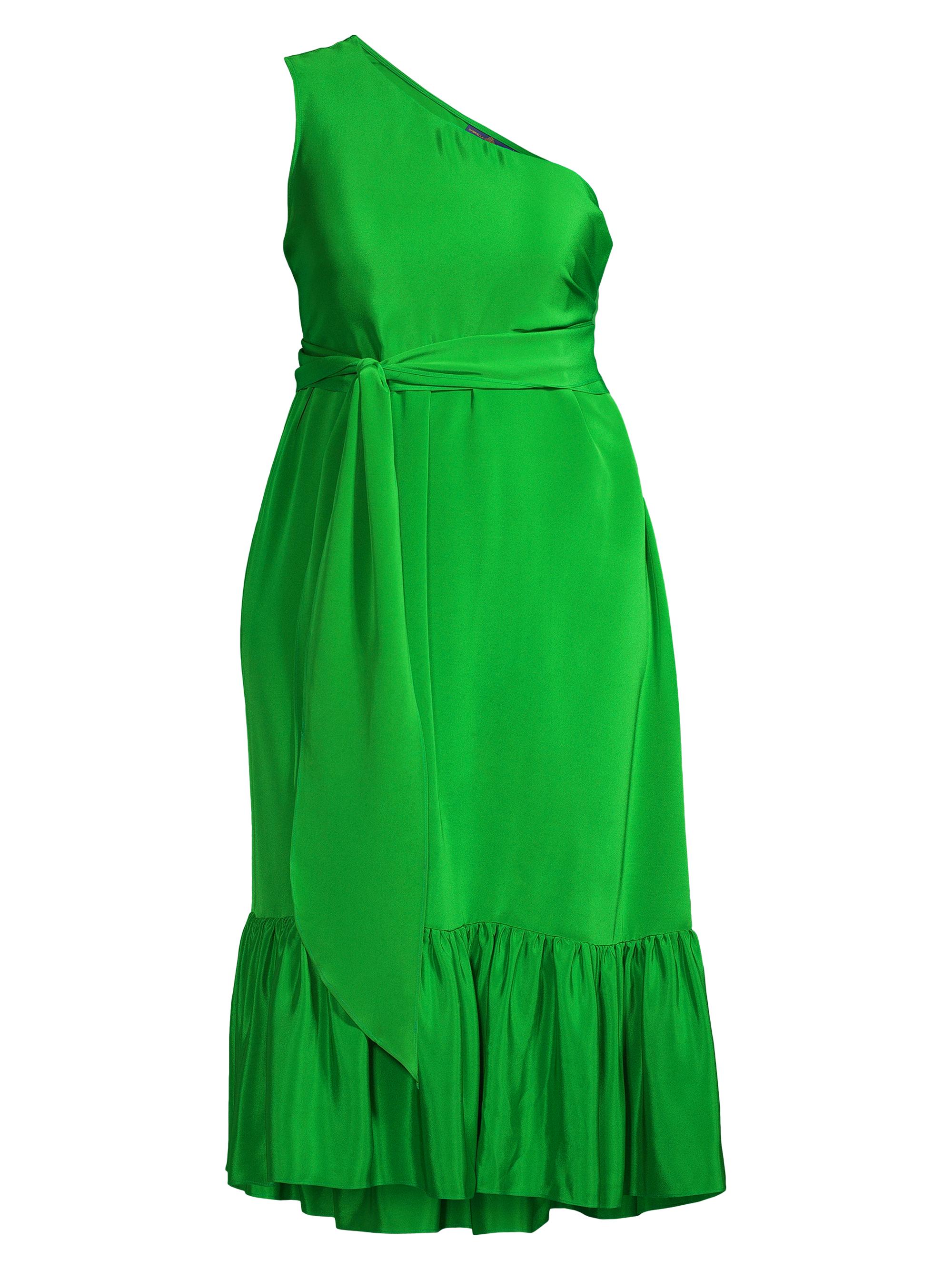 Gabriella Rossetti Women's Fiorella One-Shoulder Silk Midi-Dress - Green