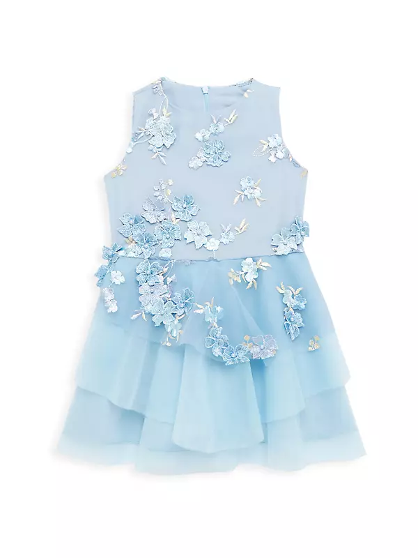 Little Girl's & Girl's Lady Faux Pearl Floral Embroidered Dress