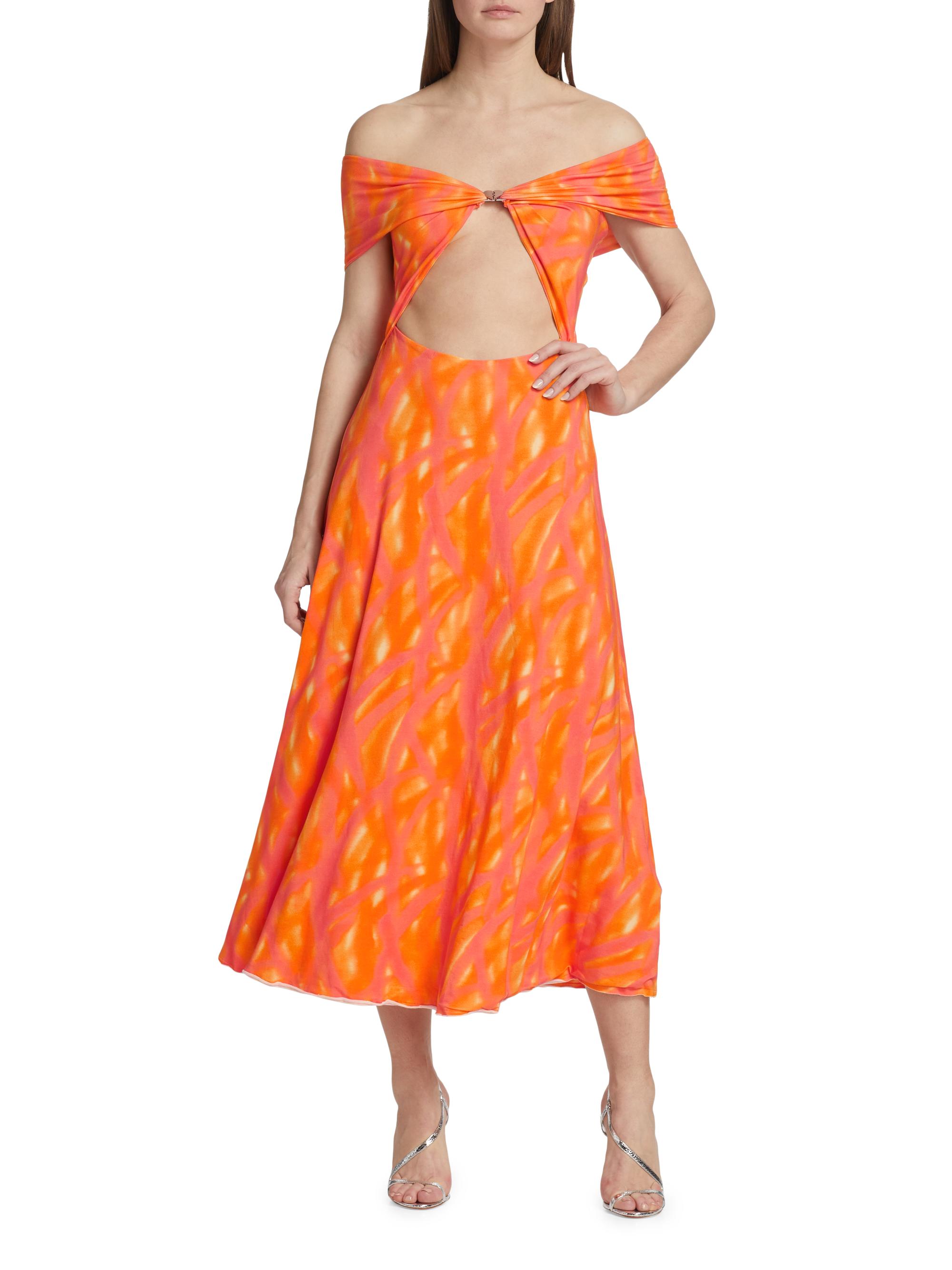 Rotate Birger Christensen Printed Off-The-Shoulder Midi-Dress | Saks Fifth  Avenue