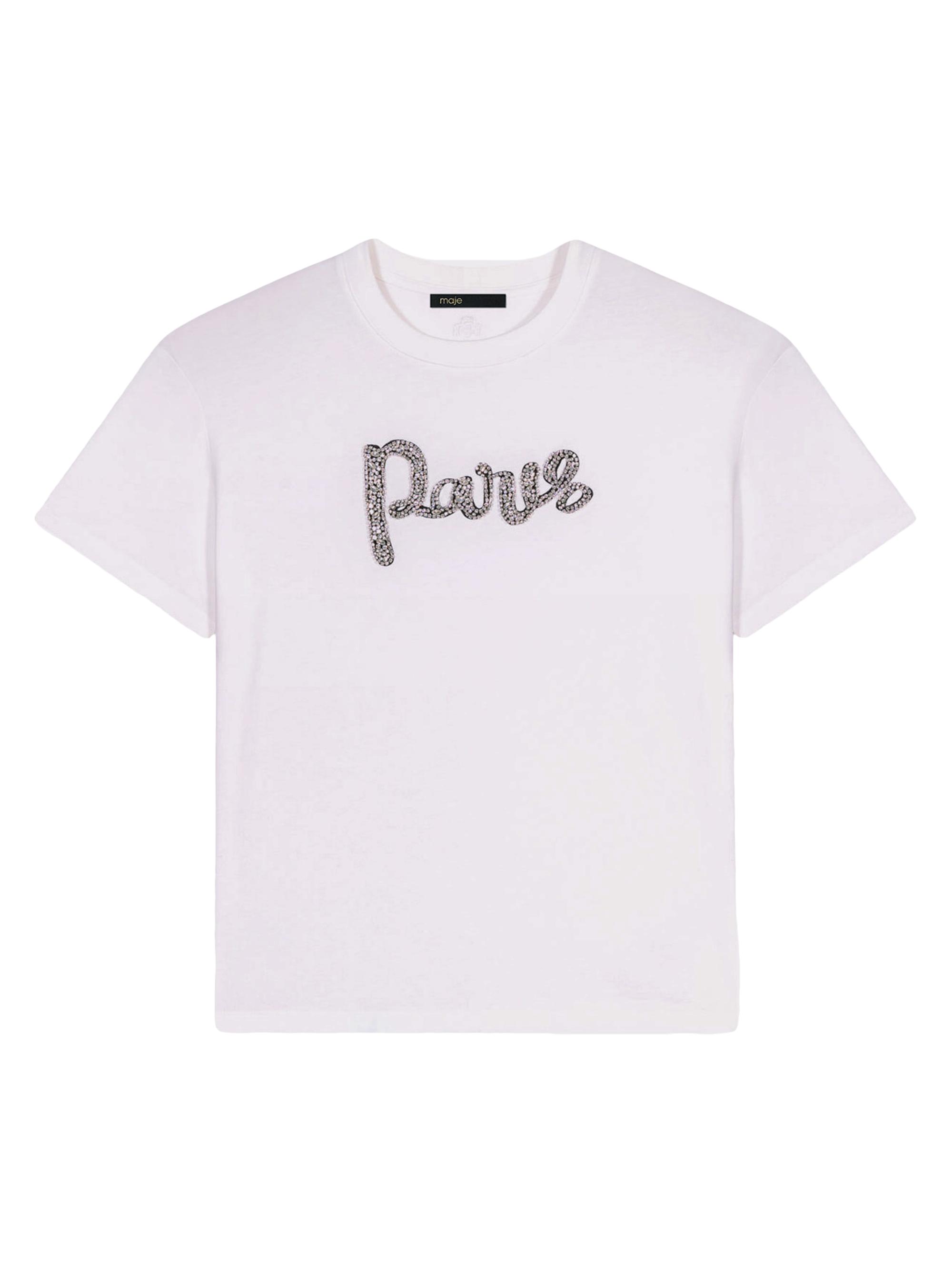 Maje Women's Paris Diamanté T-Shirt - White