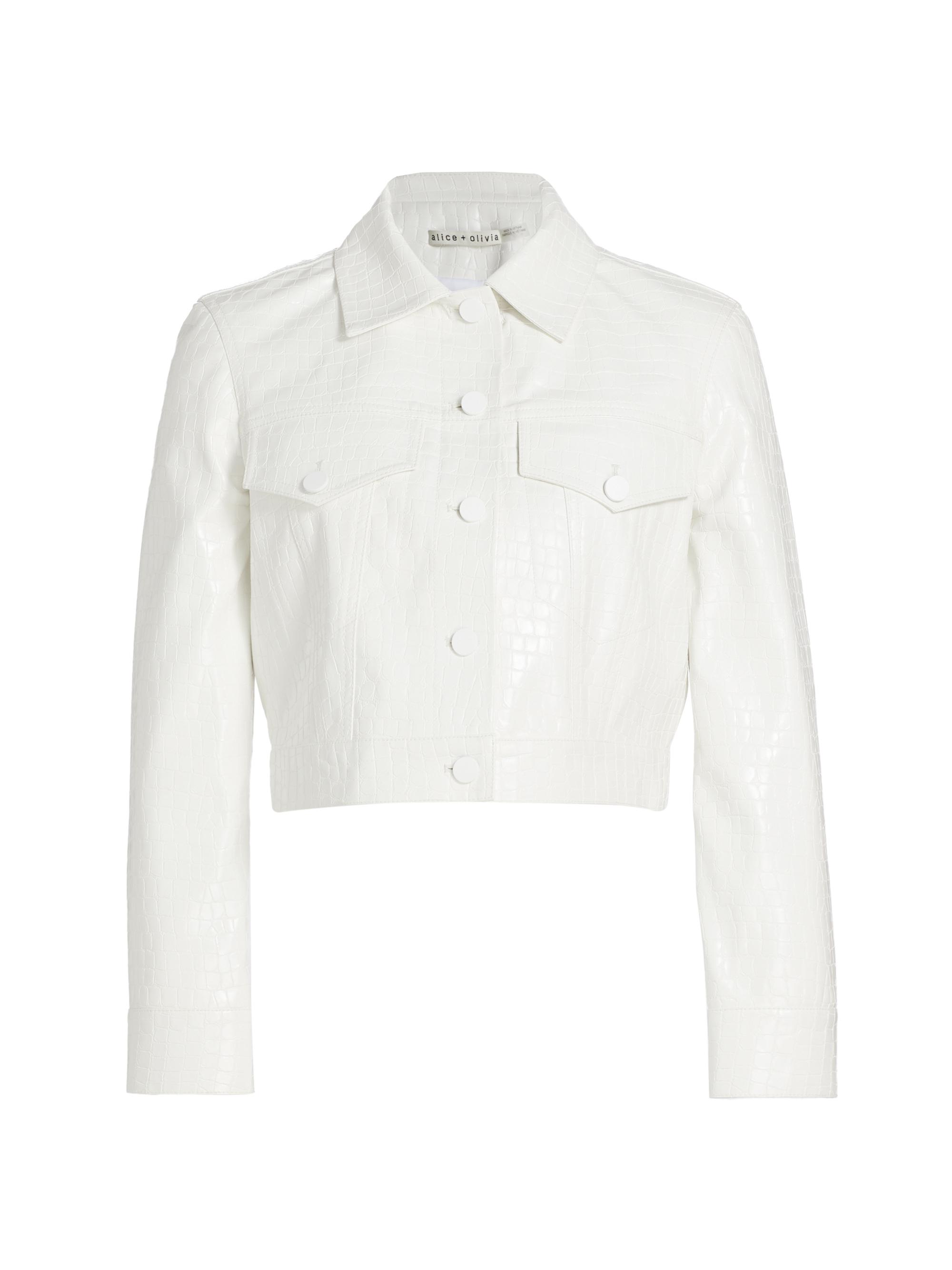 Alice + Olivia Chloe Croc-Effect Faux Leather Crop Jacket | Saks
