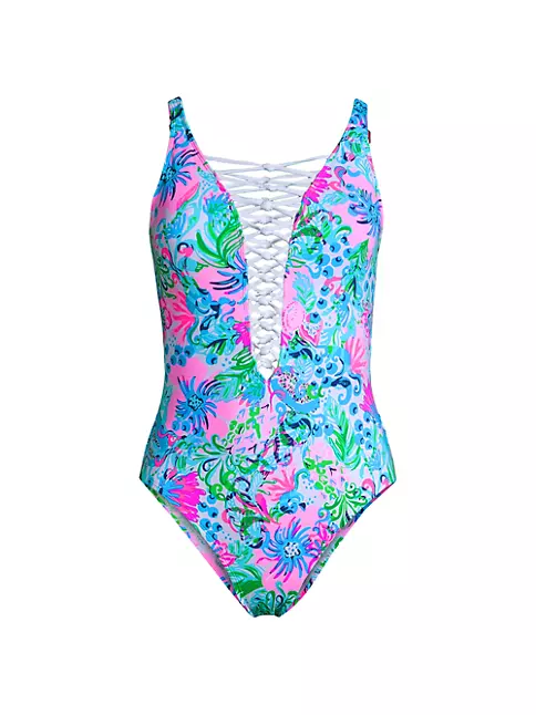 Shop Lilly Pulitzer Isle Lattice One-Piece Swimsuit | Saks Fifth