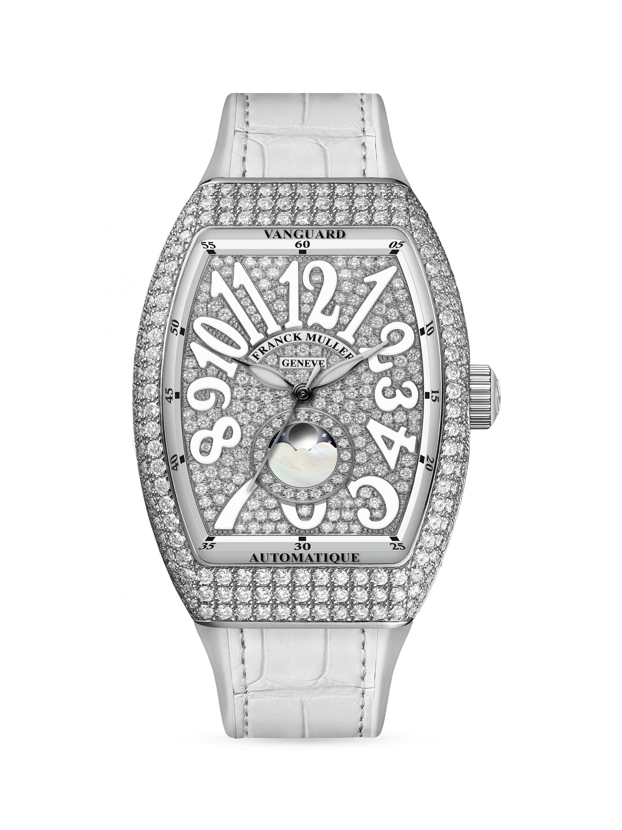 Franck Muller Women's Vanguard Stainless Steel, Alligator & Rubber Strap & 4.81 TCW Diamonds Watch