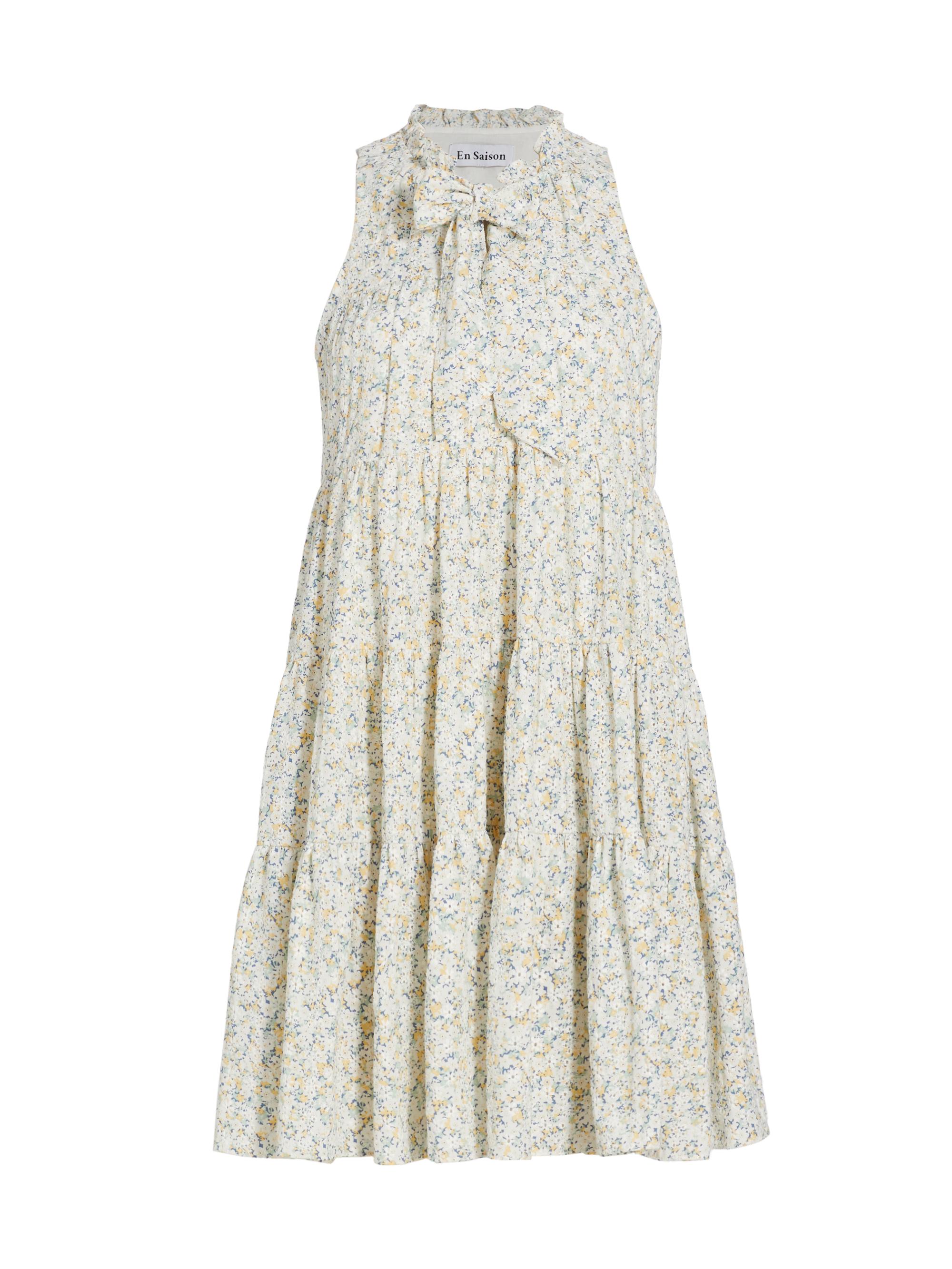 En Saison Women's Orielle Floral Tie-Neck Minidress - Teal Multi