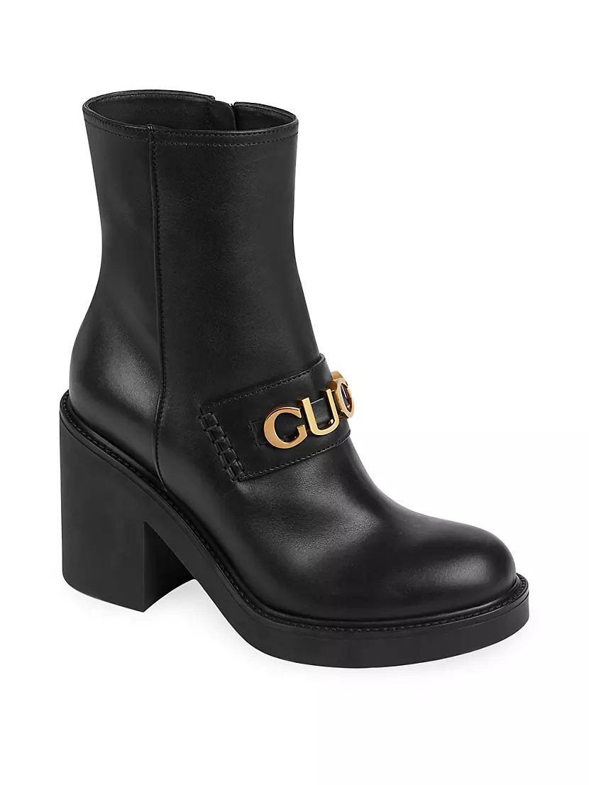Shop Gucci 100MM Leather Booties Saks