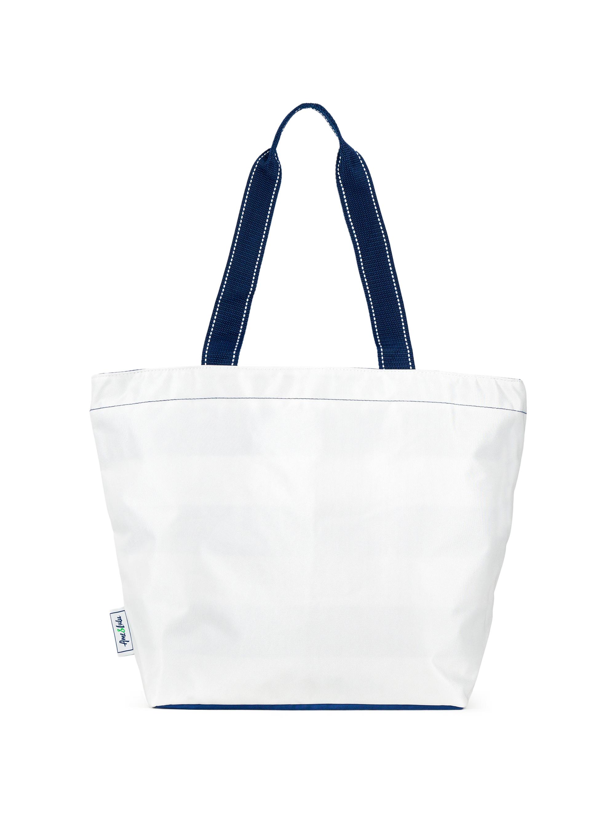 Ame & Lulu Surfside Striped-Interior Tote - White
