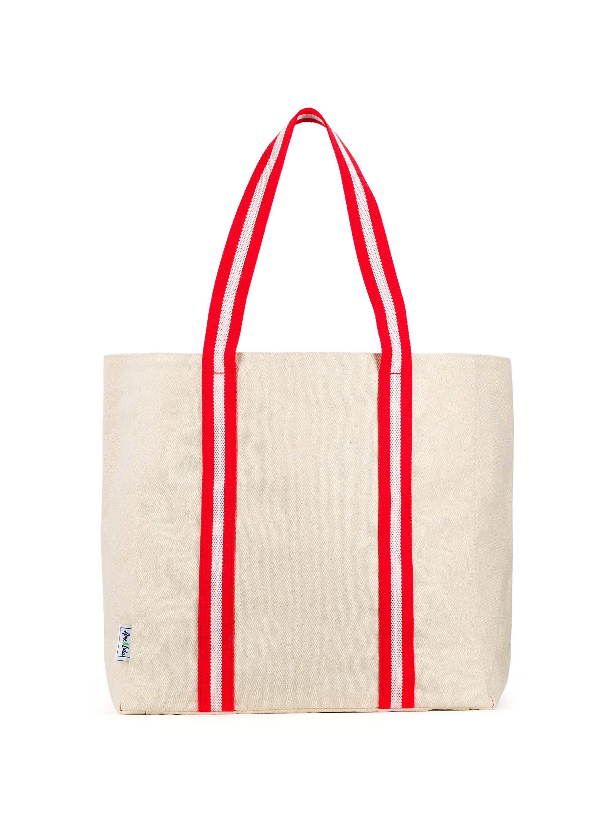 Ame & Lulu Hamptons Canvas Beach Tote - Cherry