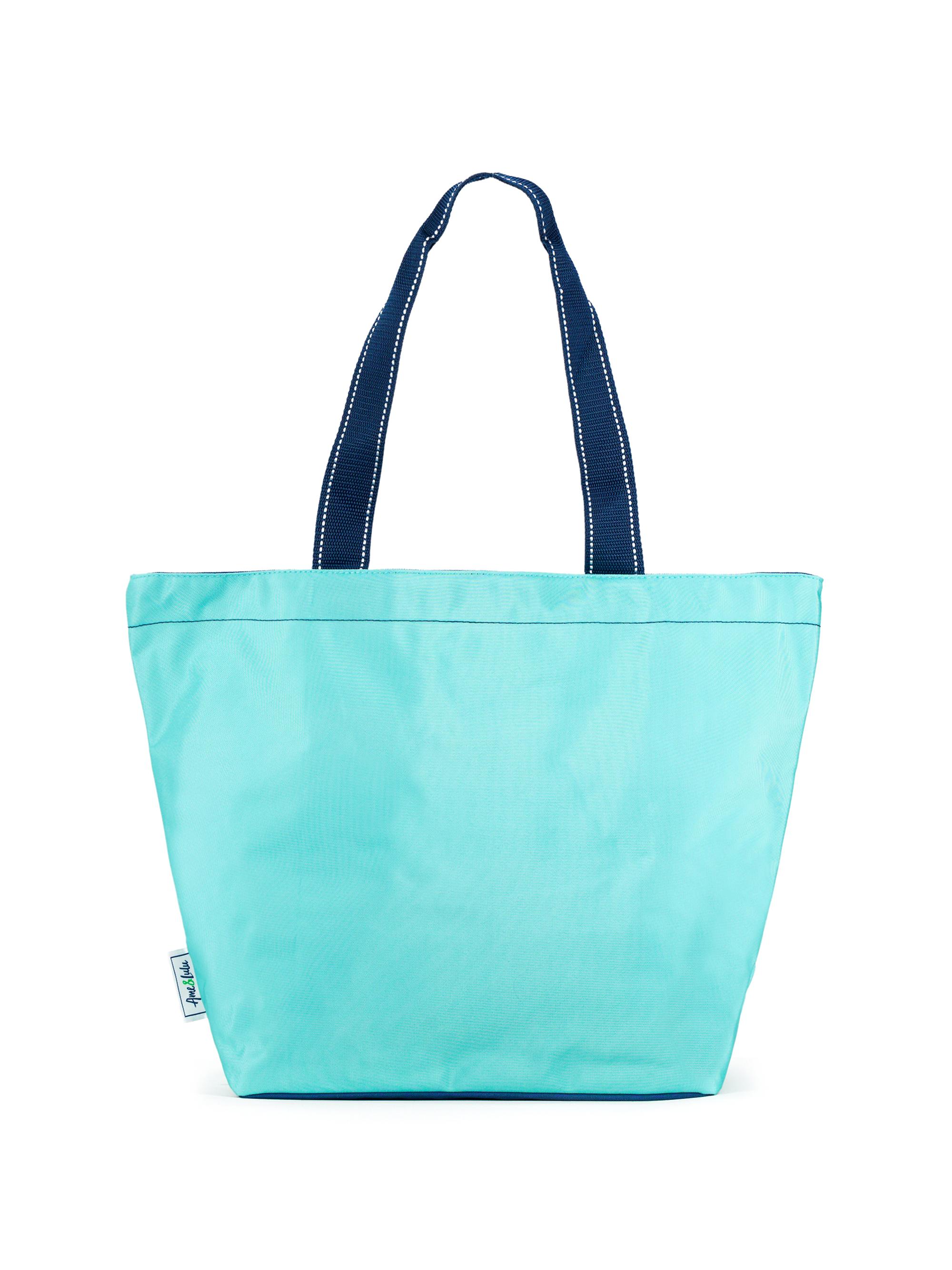 Ame & Lulu Surfside Striped-Interior Tote - Teal