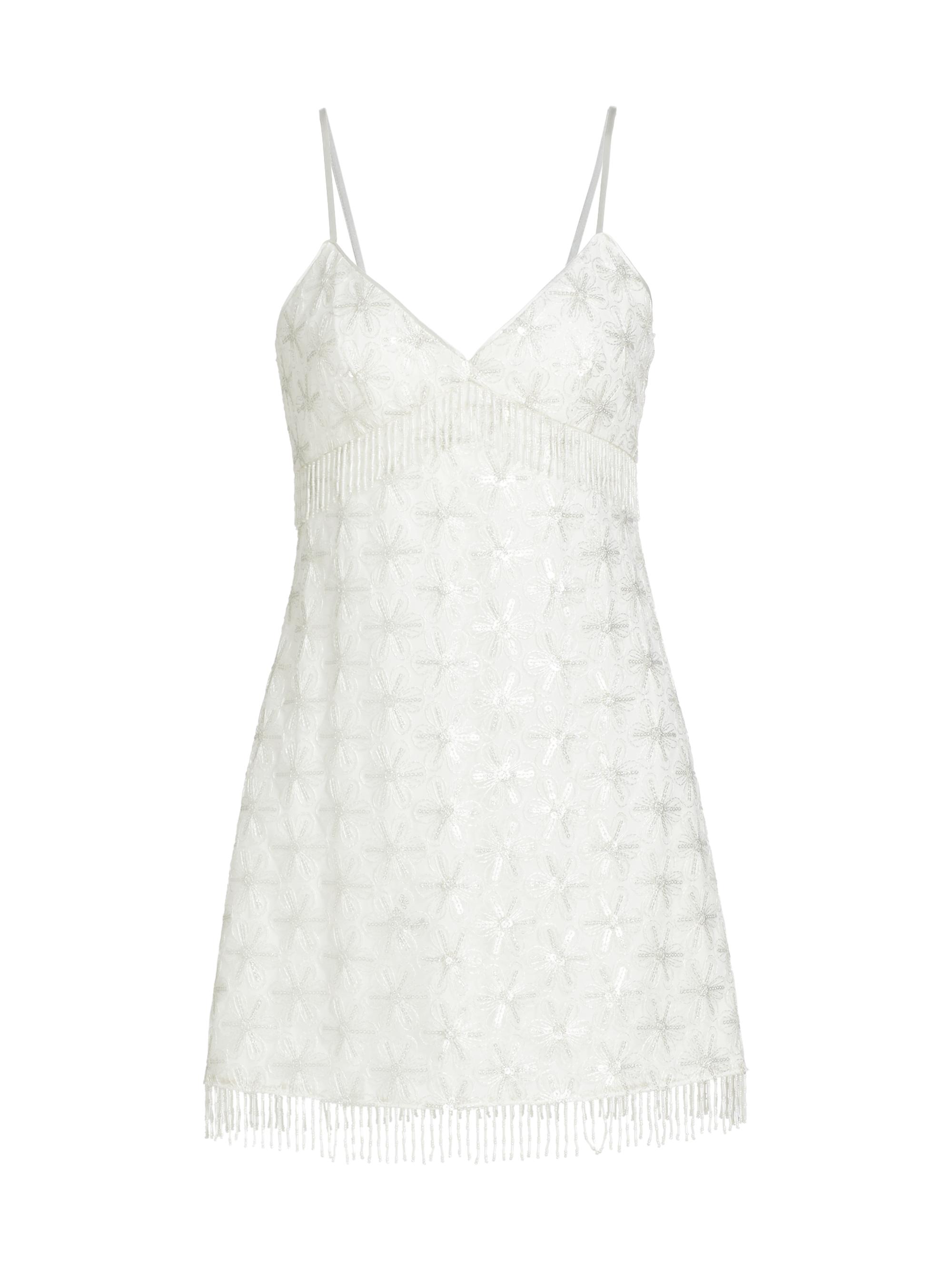 Saylor Women's Daisy Sequin Gracen Beaded Minidress - Silver