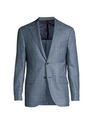 Corneliani Prince of Wales-check blazer - Blue