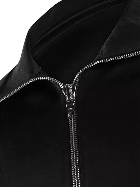 Tory Burch women's black leather jacket chain trim full zip