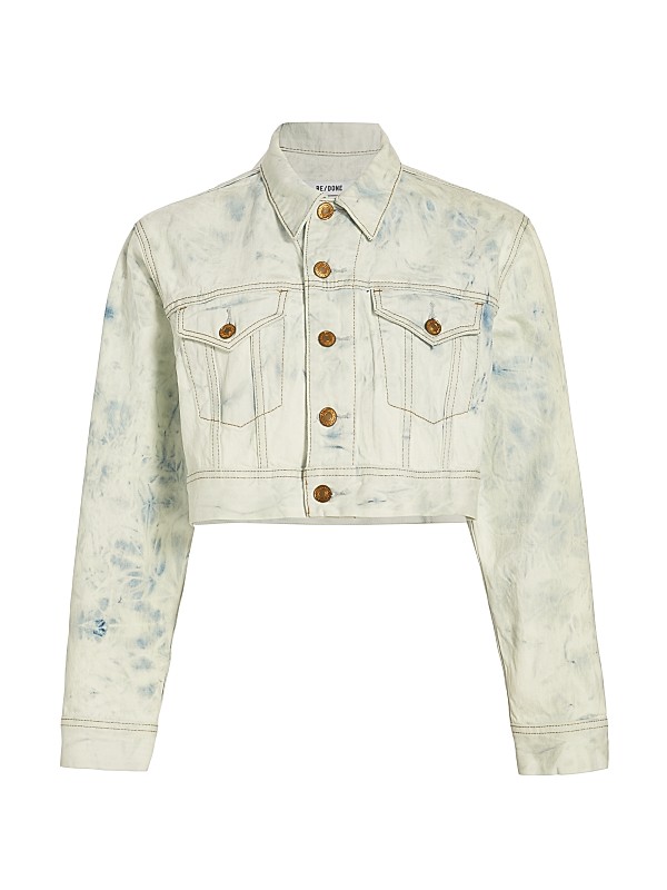 Shop Re/done Denim Cropped Trucker Jacket | Saks Fifth Avenue Shop Re/done Denim Cropped Trucker Jacket | Saks Fifth Avenue