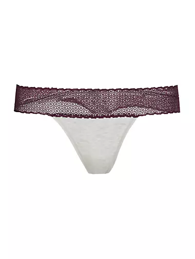 Bombas Womens Size S Mossgreen Lace Trim Cotton Blend Thong 1 Pack